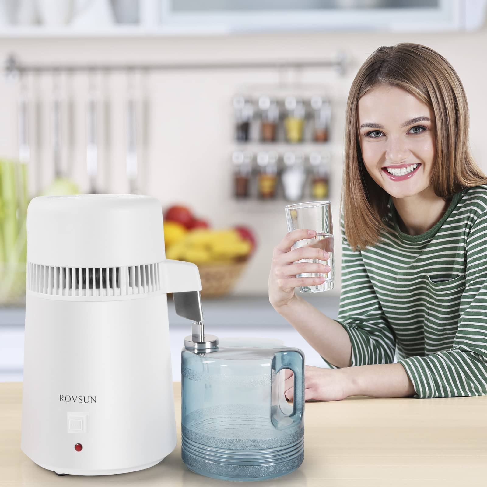 ROVSUN 1.1 Gal 750W 110V Water Distiller Countertop White