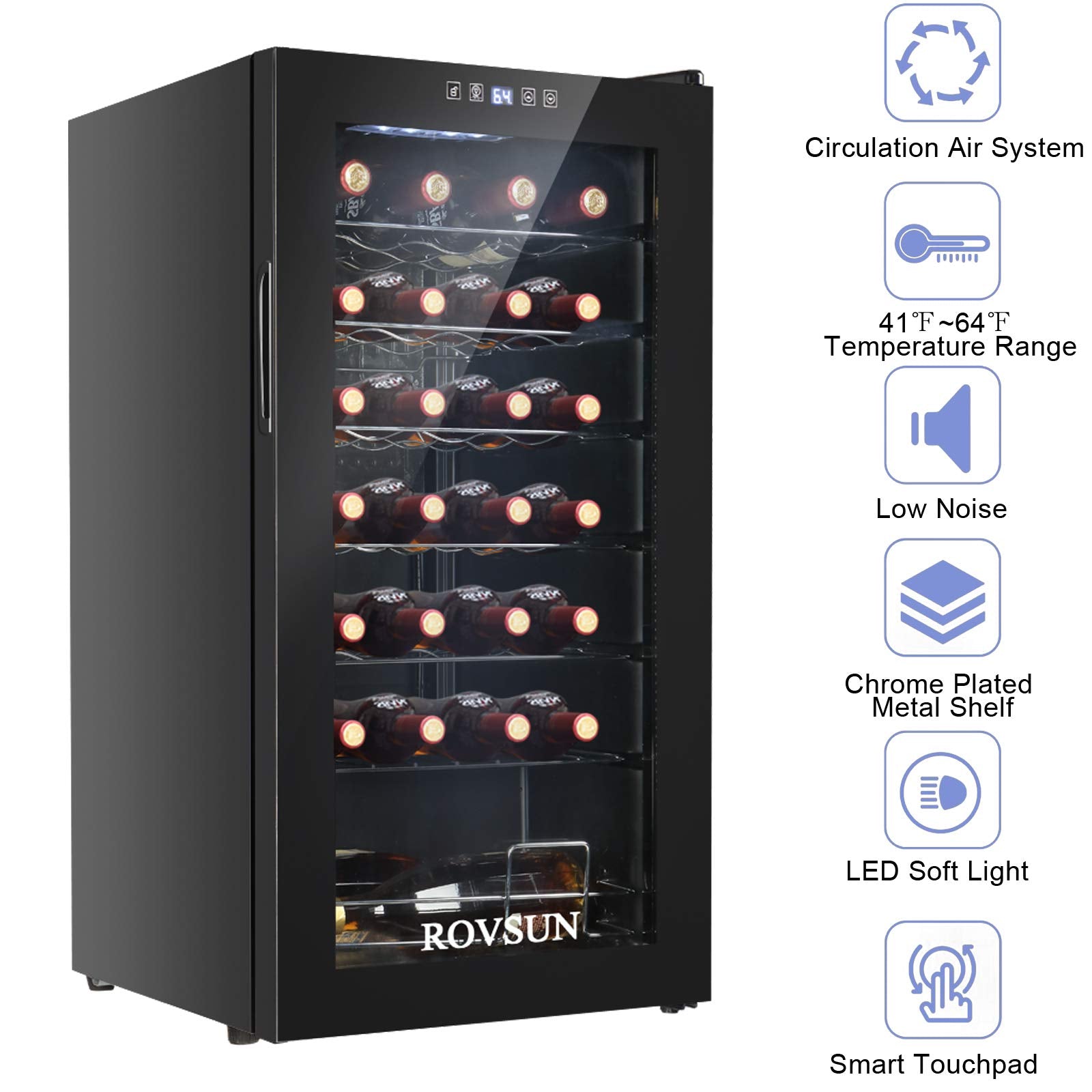 ROVSUN 28-Bottle 17" Wide Wine Cooler with Digital Temp Control