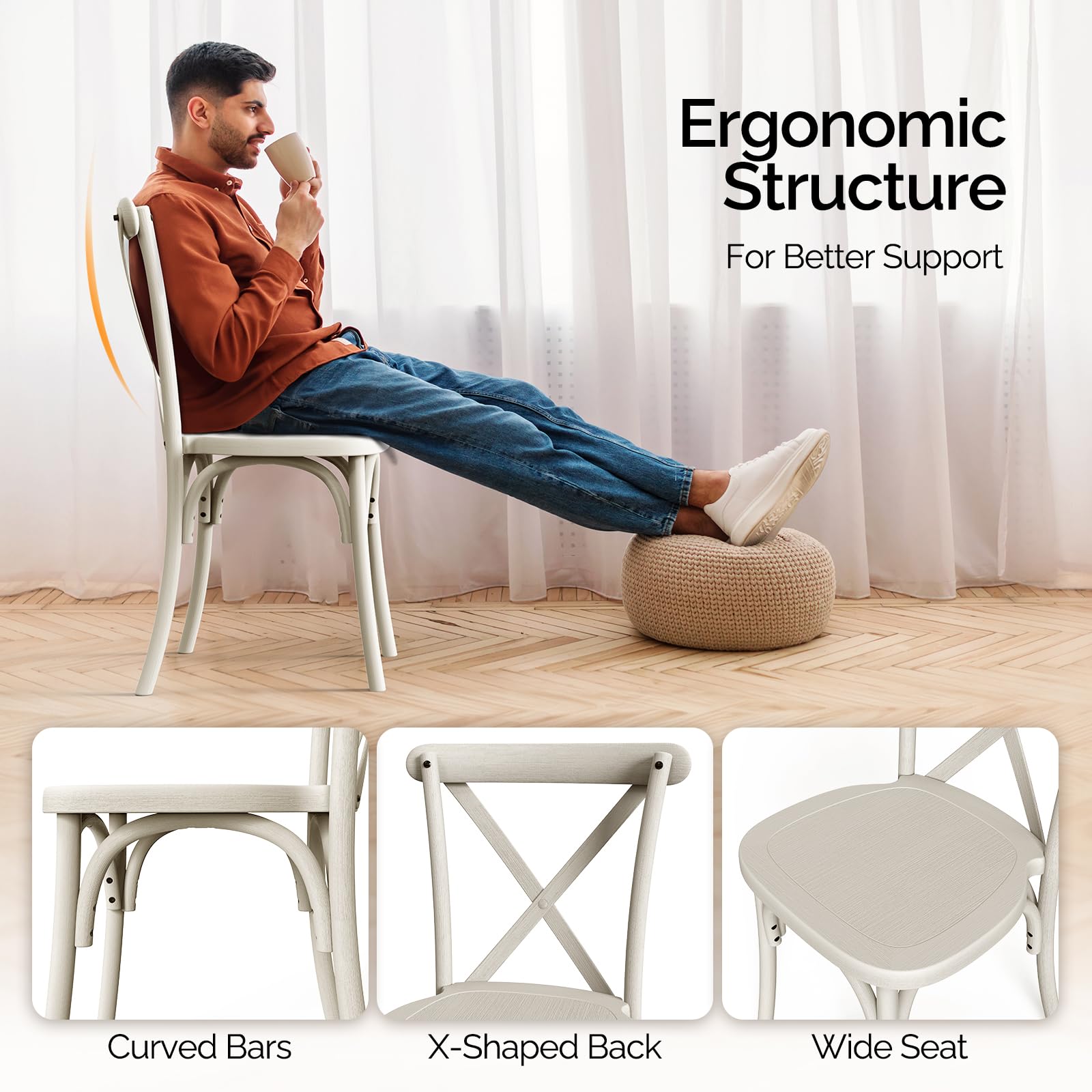 Plastic Outdoor Dining Chair Set Stackable with X Back White