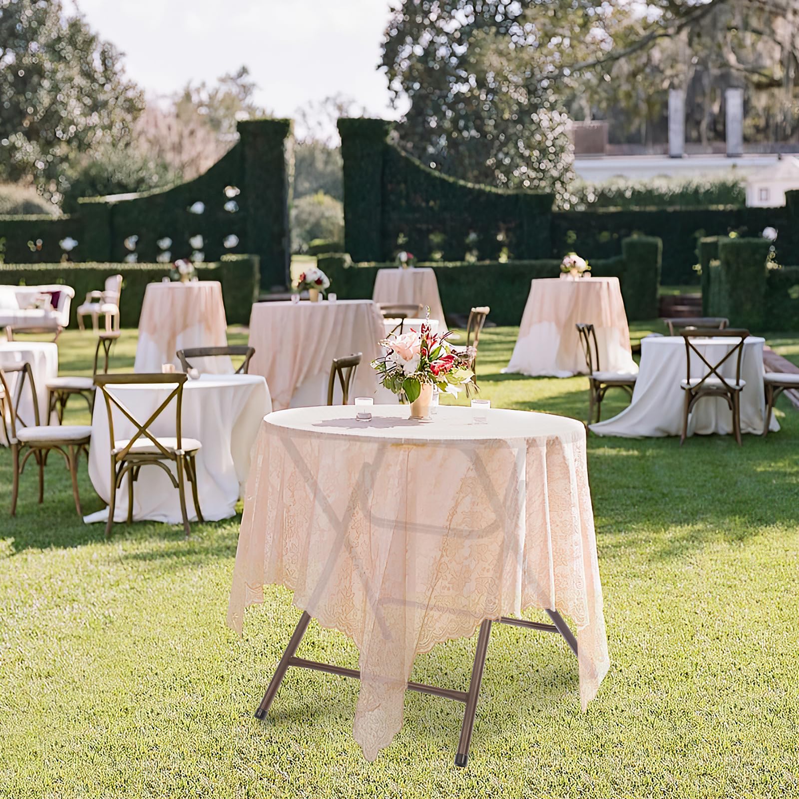 32" Round Folding Portable Plastic Dining Table Brown