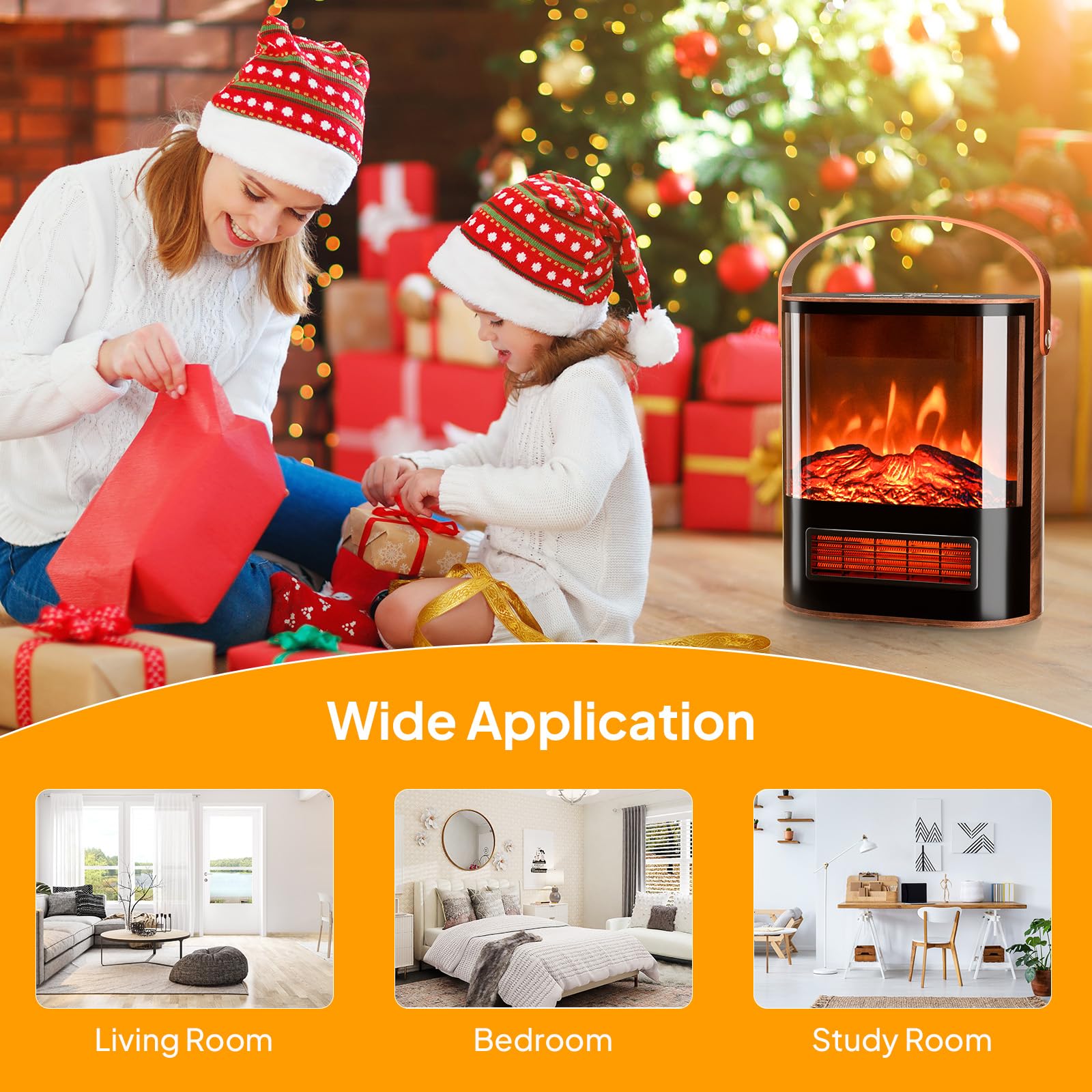 ROVSUN 1,500W 120V Electric Fireplace Heater with Remote & Timer
