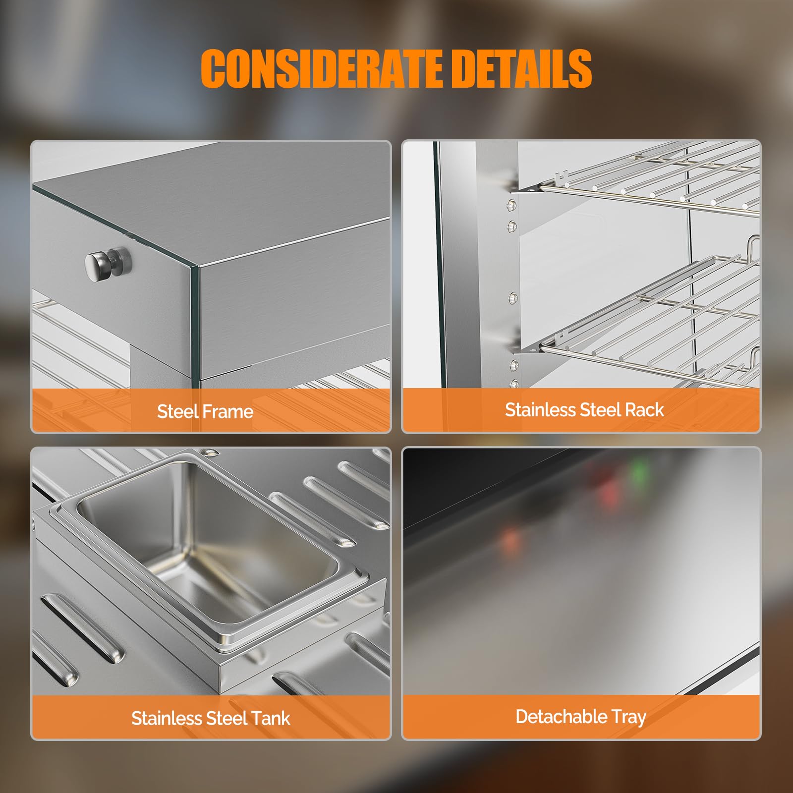 ROVSUN 3-Tier 26" 800W 110V Food Warmer Cabinet for Pizza, Pretzel