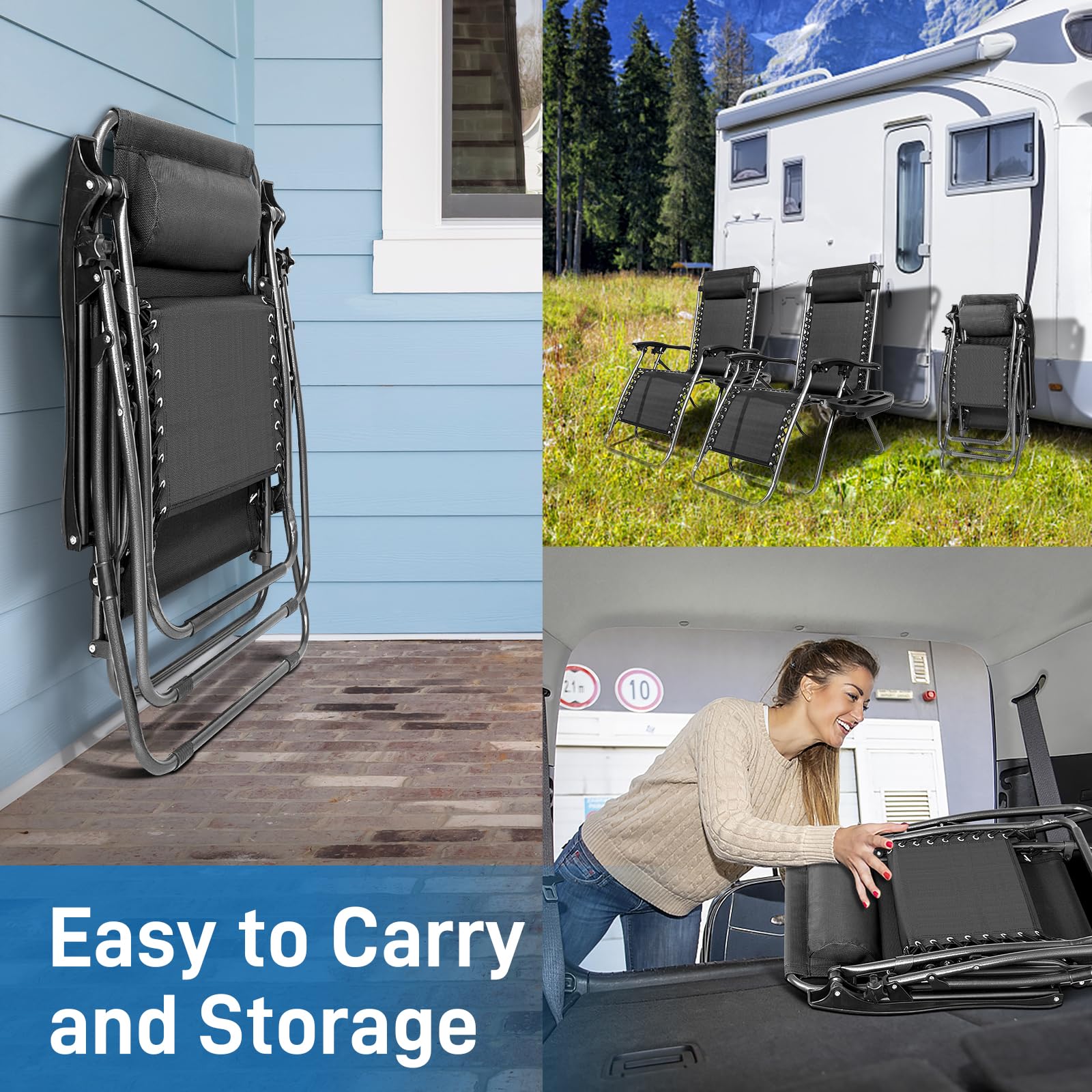 Outdoor Folding Zero Gravity Lounge Chair Black