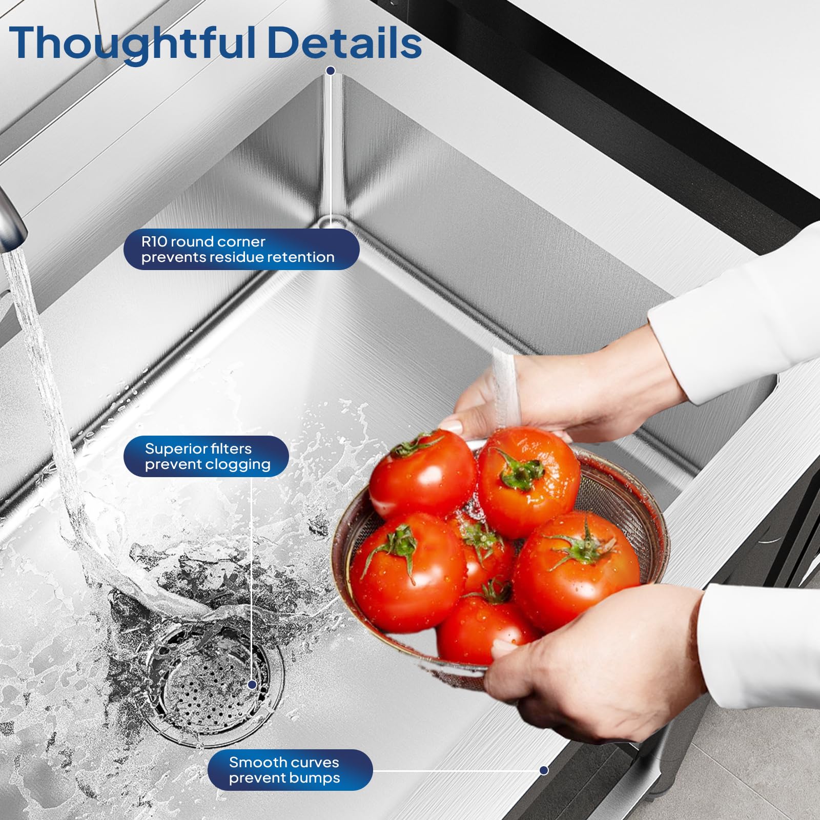 ROVSUN 35" x 22" One Bowl Stainless Steel Sink with Faucet