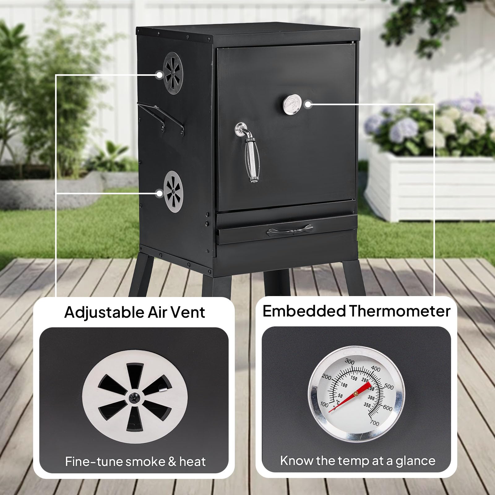 ROVSUN 2-in-1 Outdoor Smoker with Door