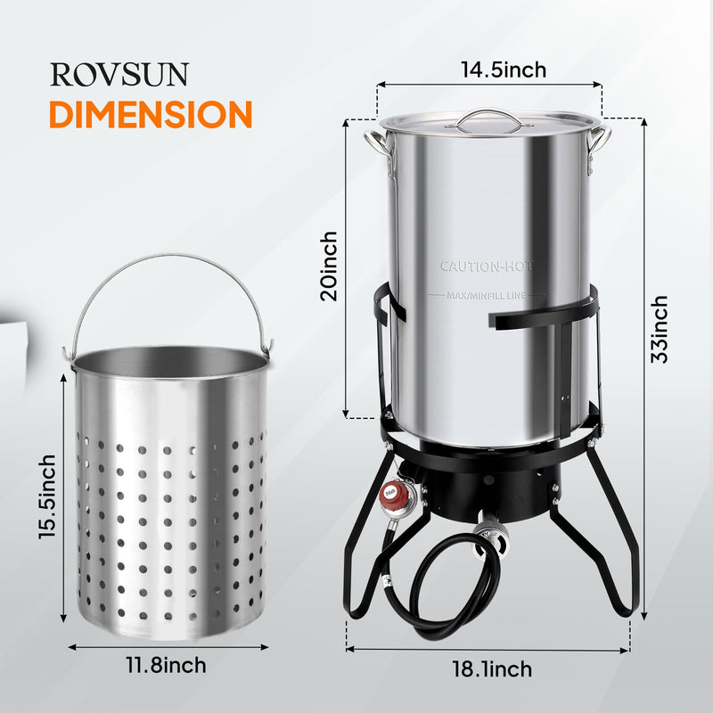 ROVSUN 50QT Turkey Fryer with 54000BTU Propane Stove for Outdoor Cooking