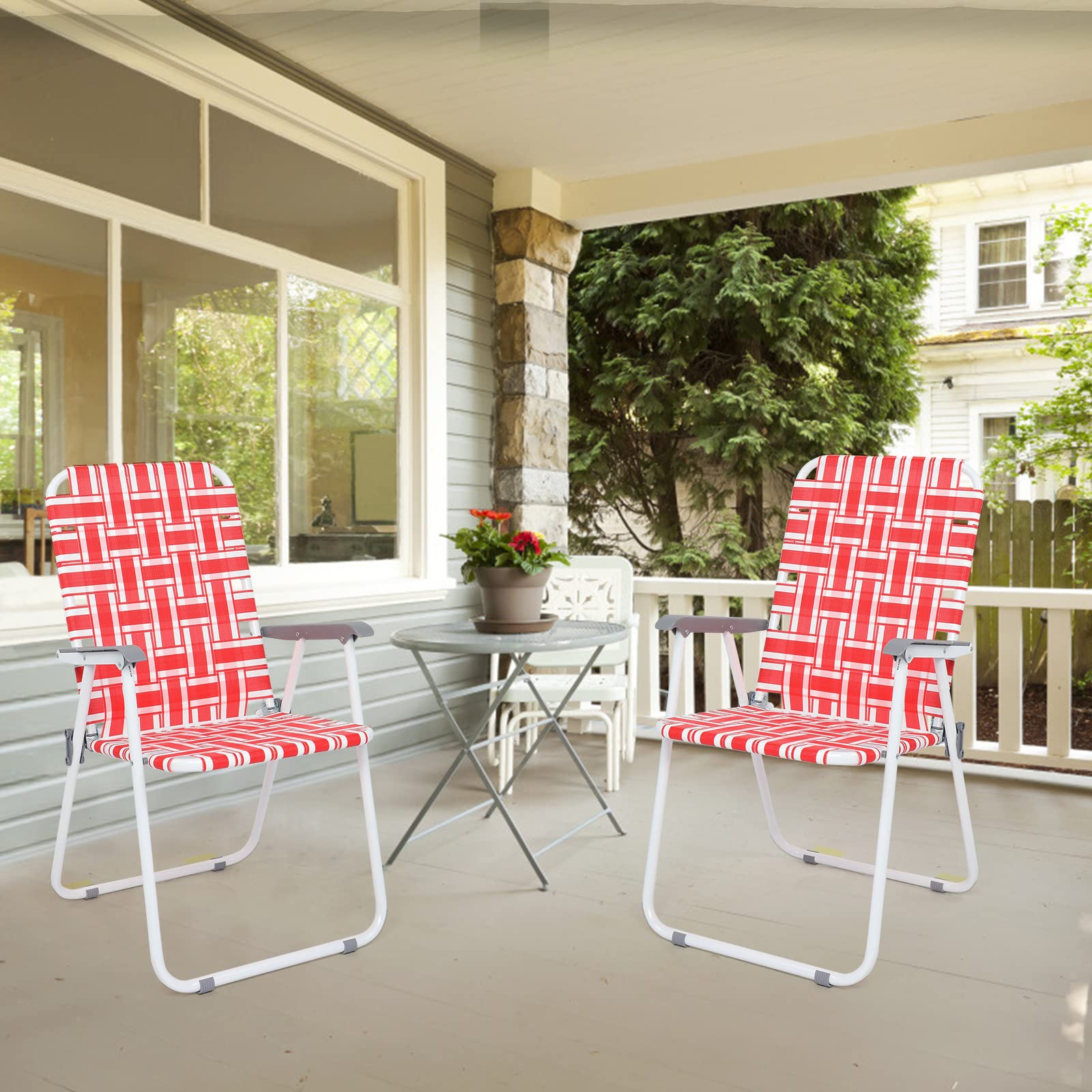 Portable Outdoor Folding Camping Beach Chair Set Red