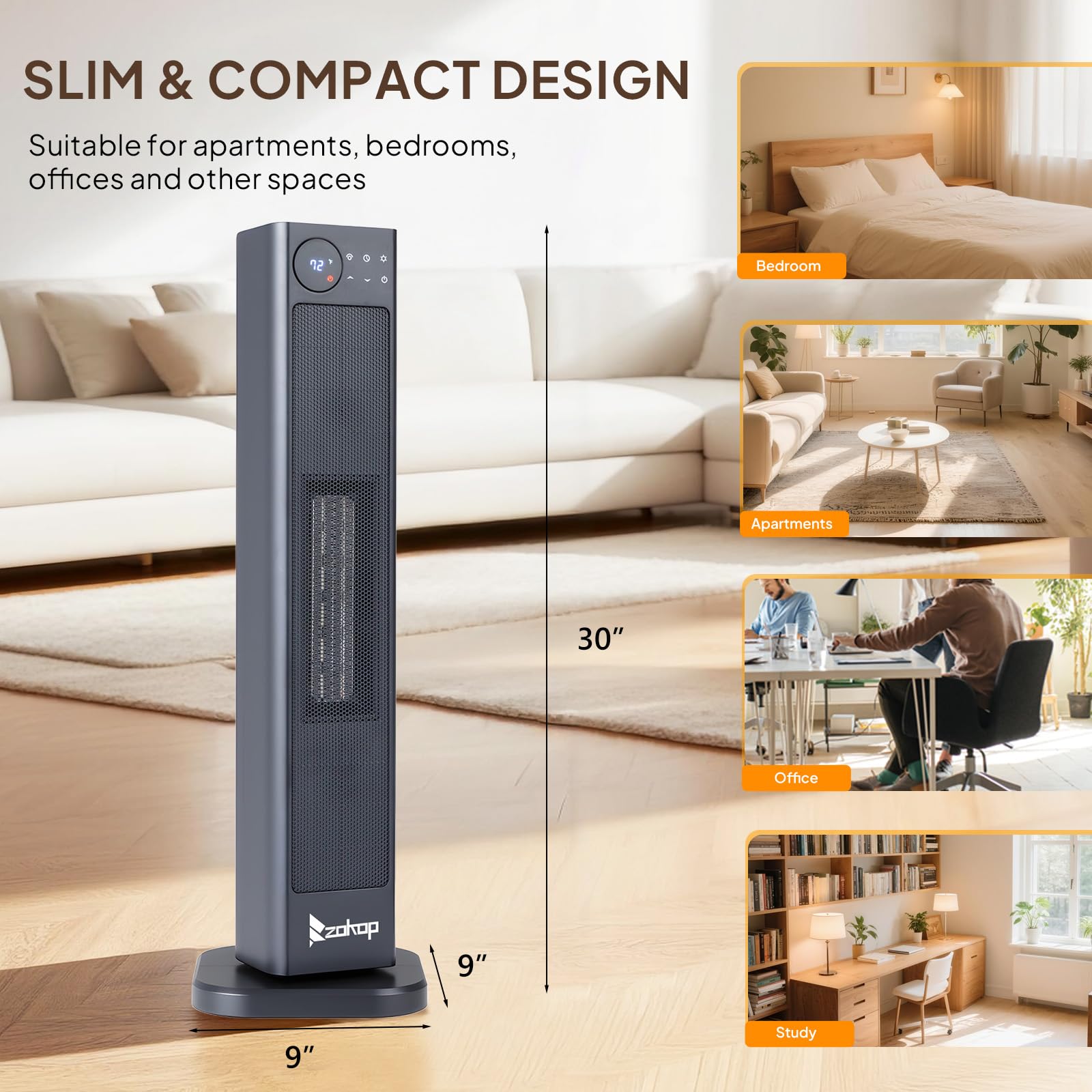 ROVSUN 30" High 1,500W 120V Electric Tower Heater