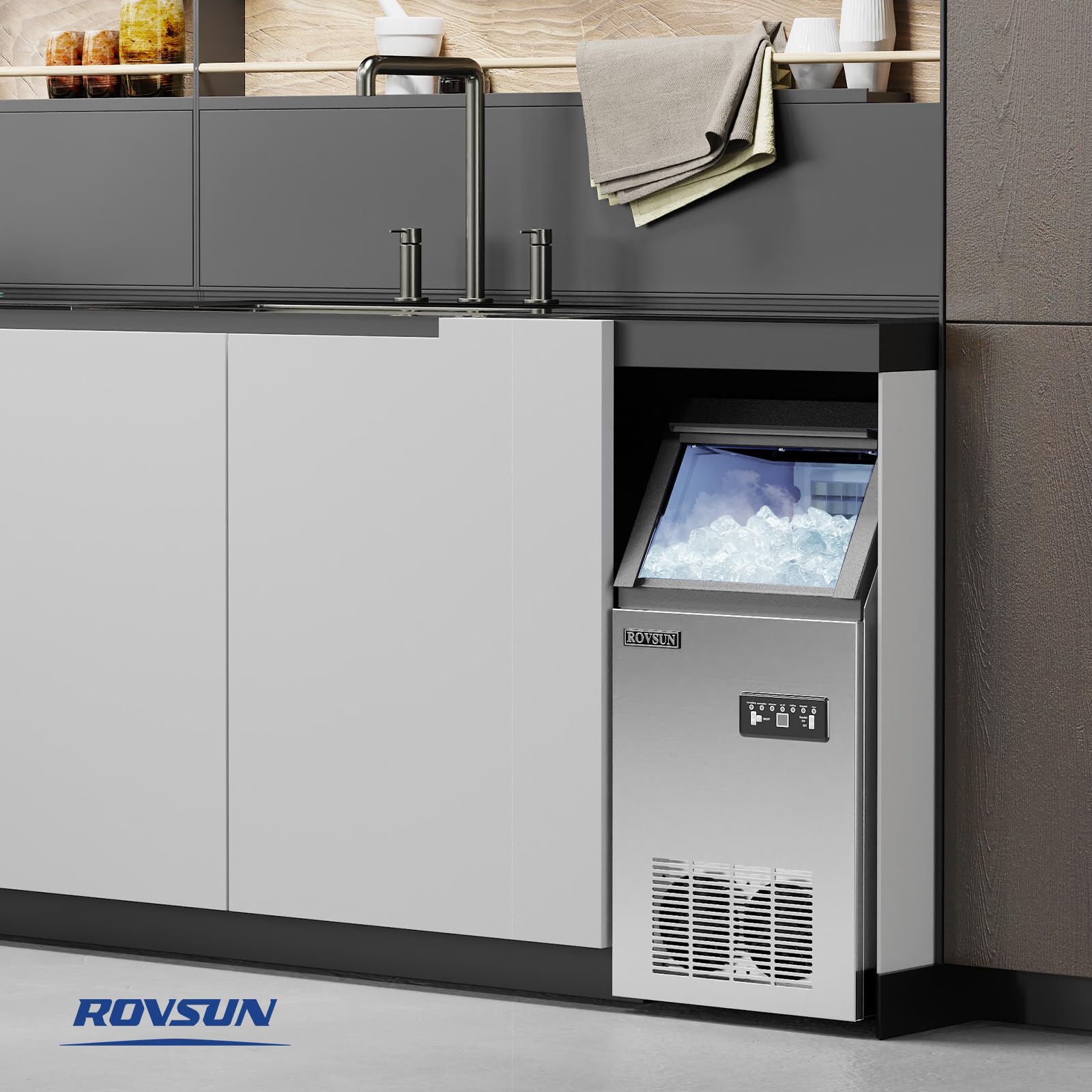 ROVSUN 14" 110 lbs Air Cooled Ice Machine Countertop