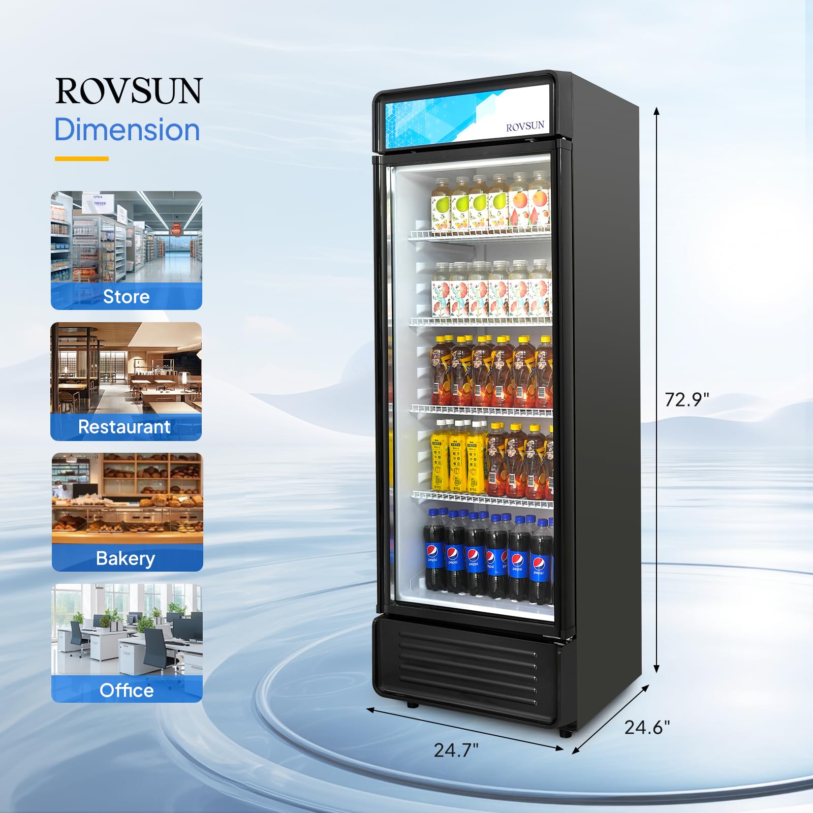 ROVSUN 25" 12.2 Cu.Ft. 280W 115V Black Beverage Refrigerator