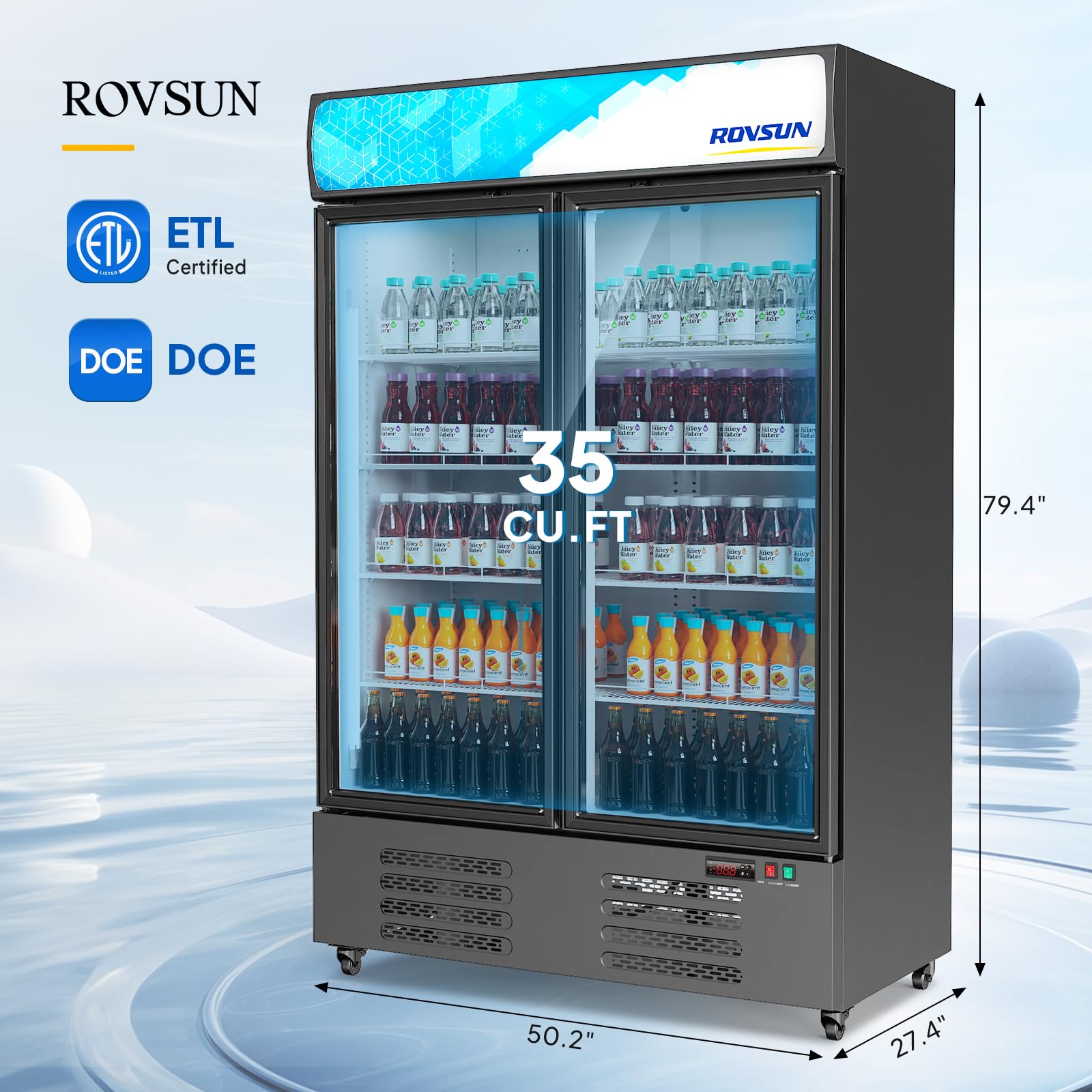 ROVSUN 50" 35 Cu.Ft. 370W 115V Black Beverage Refrigerator