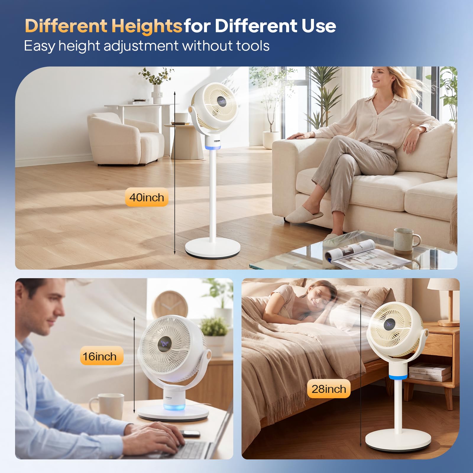 ROVSUN 40" 40W 110V Industrial Pedestal Fan White