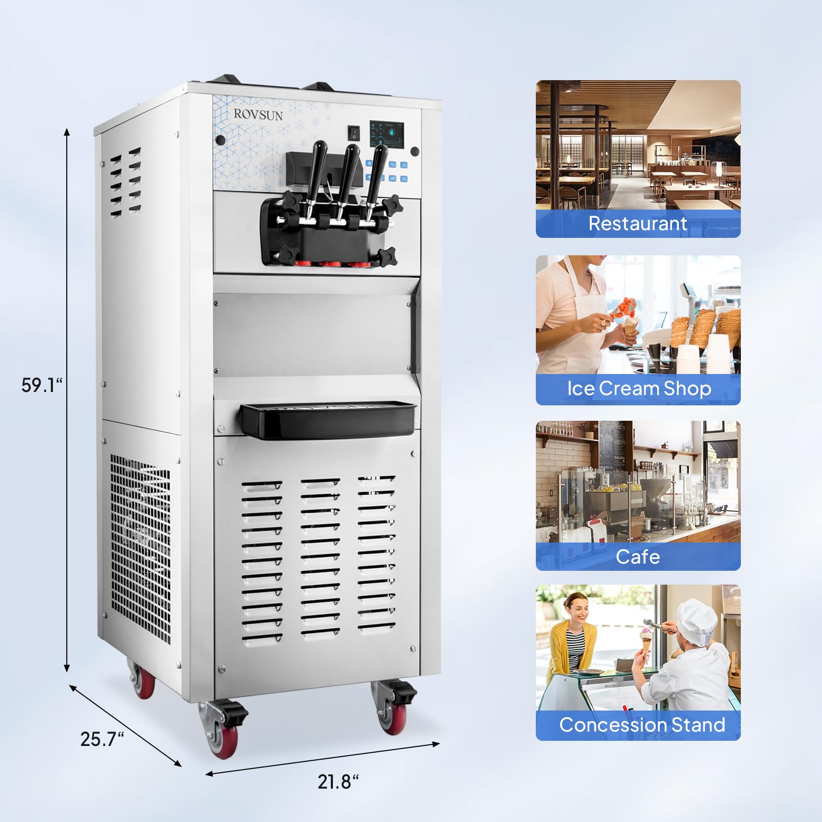 ROVSUN 6.6 Gallon 2600W 220V Ice Cream Machine with Wheels