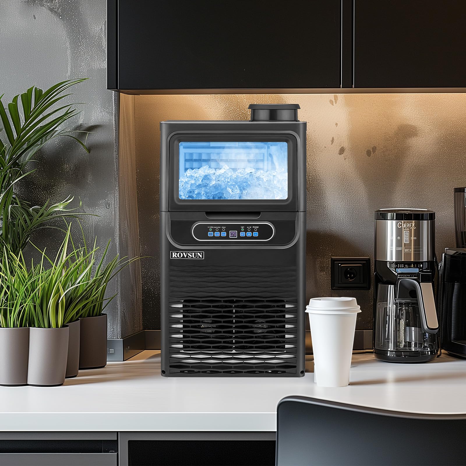 ROVSUN 13" 70 lbs Air Cooled Ice Machine Countertop Black