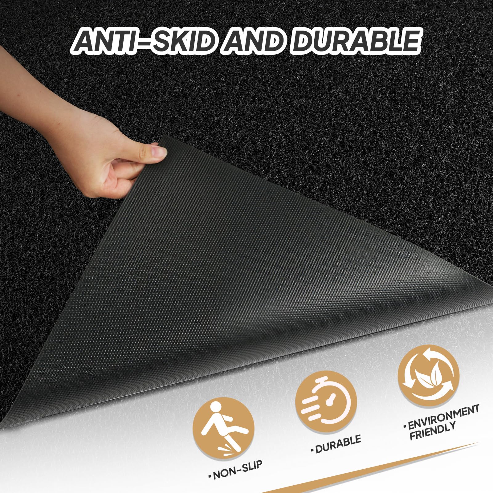 ROVSUN 59" × 35" Front Door Mat Non-Slip Black