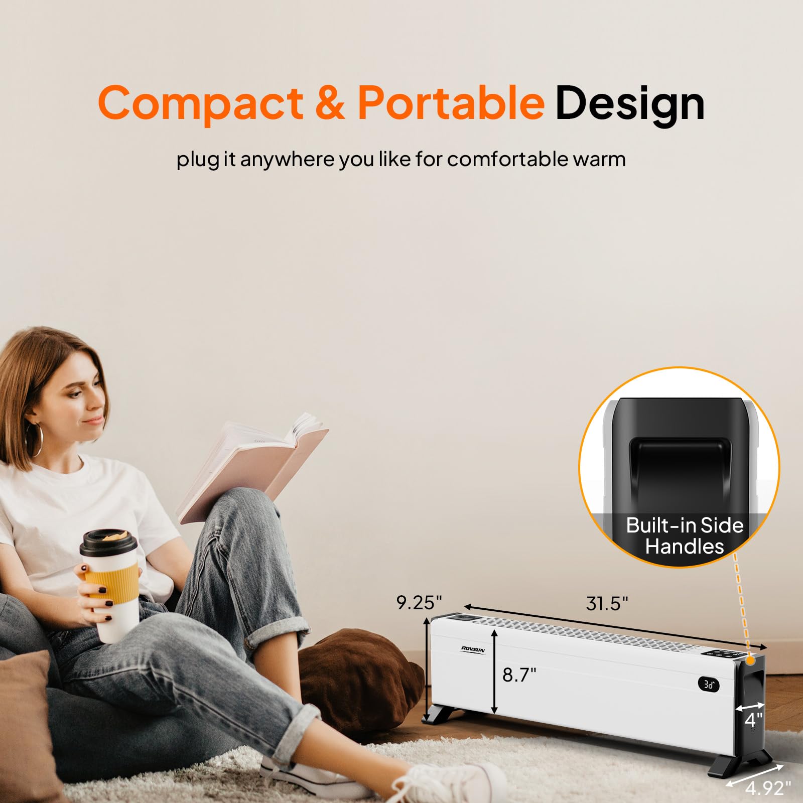 ROVSUN 32" Wide 1,500W 120V Electric Baseboard Heater with Remote Control