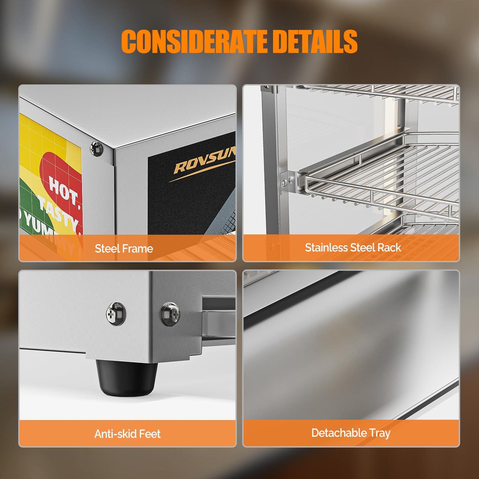 ROVSUN 3-Tier 26" 800W 110V Pizza Warmer Cabinet Countertop