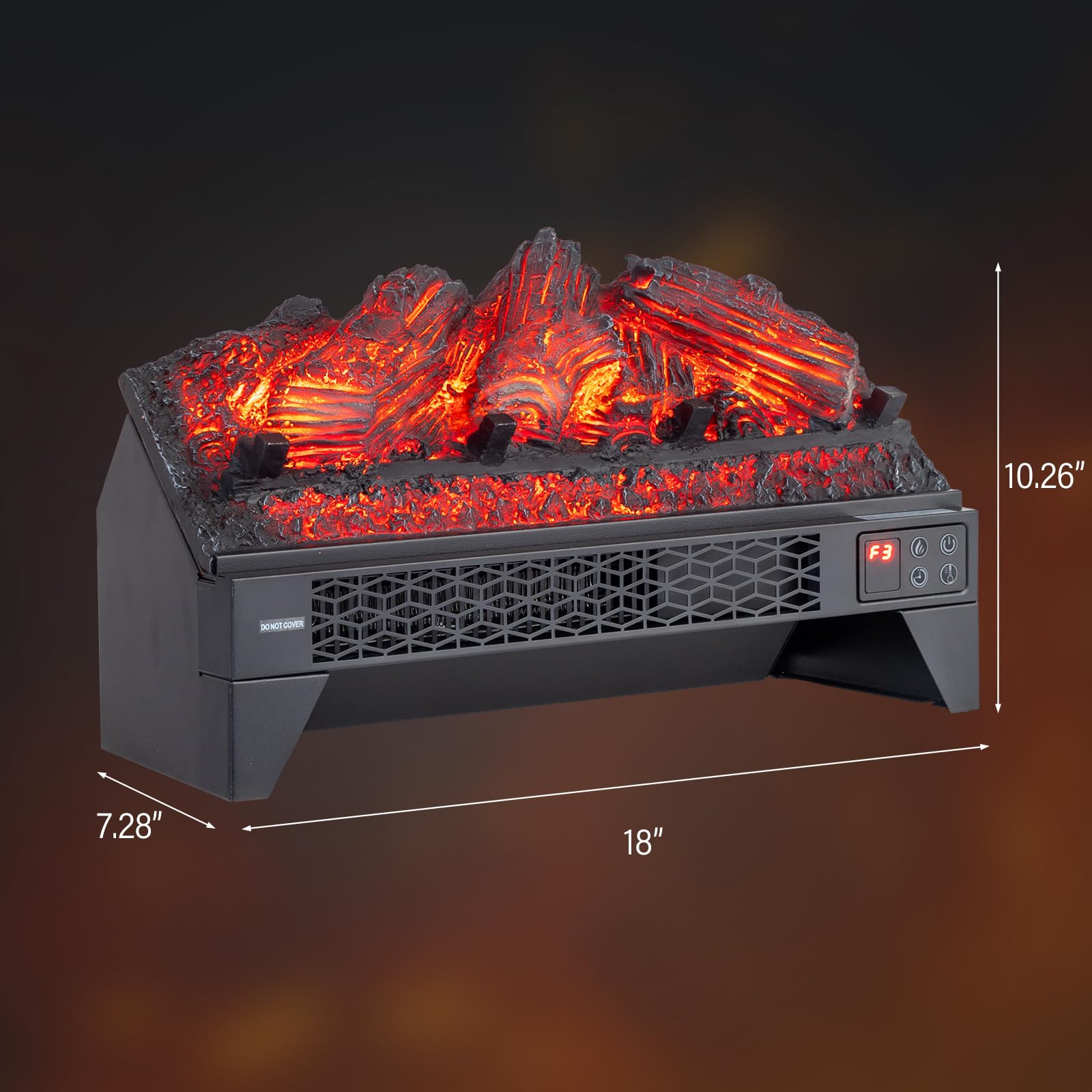 ROVSUN 18" Wide 1400W 120V Electric Fireplace Insert Log with Remote & WiFi Control