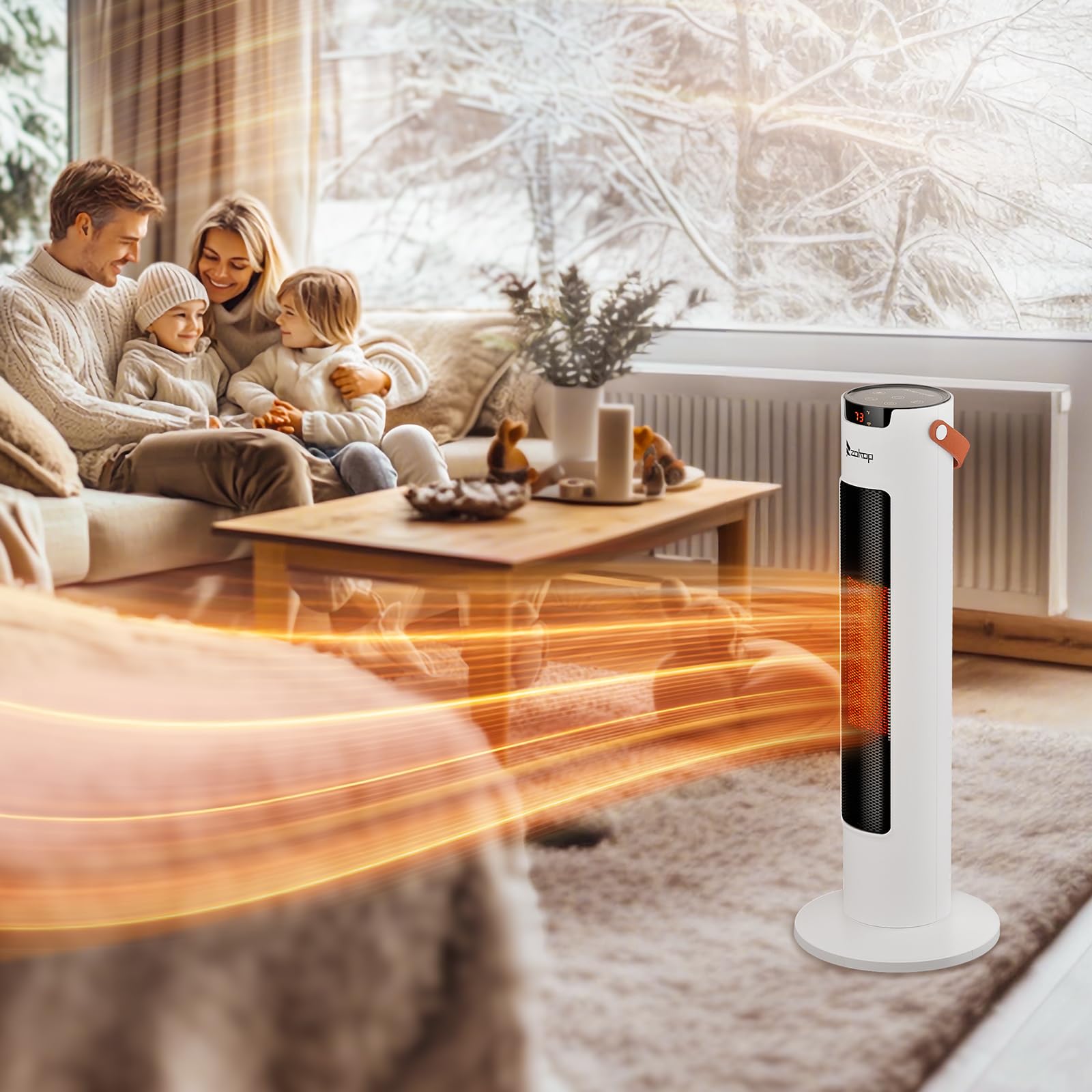 24"H 1,500W 120V Electric Space Heater with Remote White