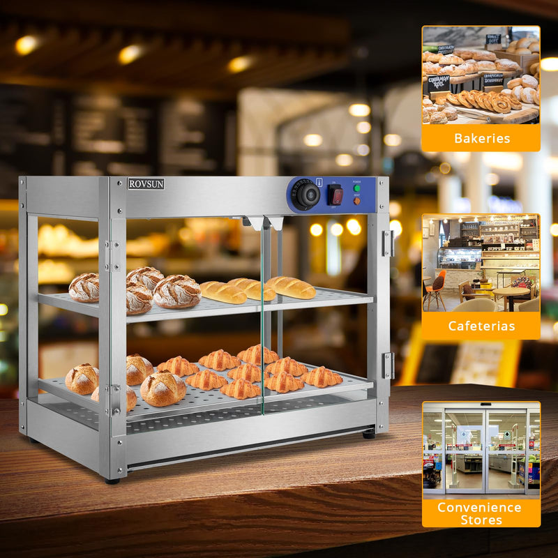 ROVSUN 2-Tier 24 Inch 800W 110V Countertop Hot Food Warmer Display Case