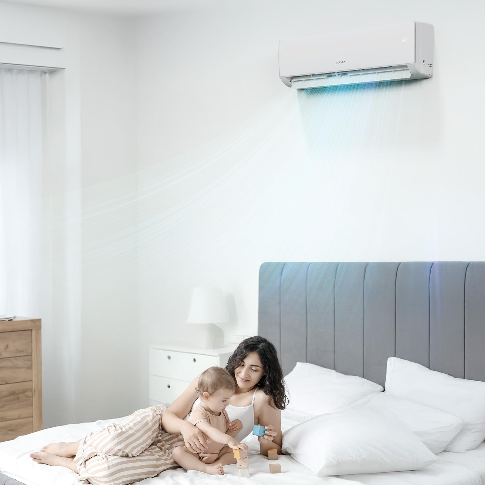 ROVSUN 11,500 BTU 17 SEER2 115V Mini Split Air Conditioner with Heat Pump Ductless Inverter & Install Kit