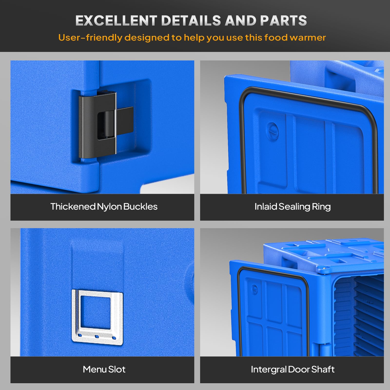 ROVSUN 109 QT Insulated Food Pan Carrier with Wheels Blue