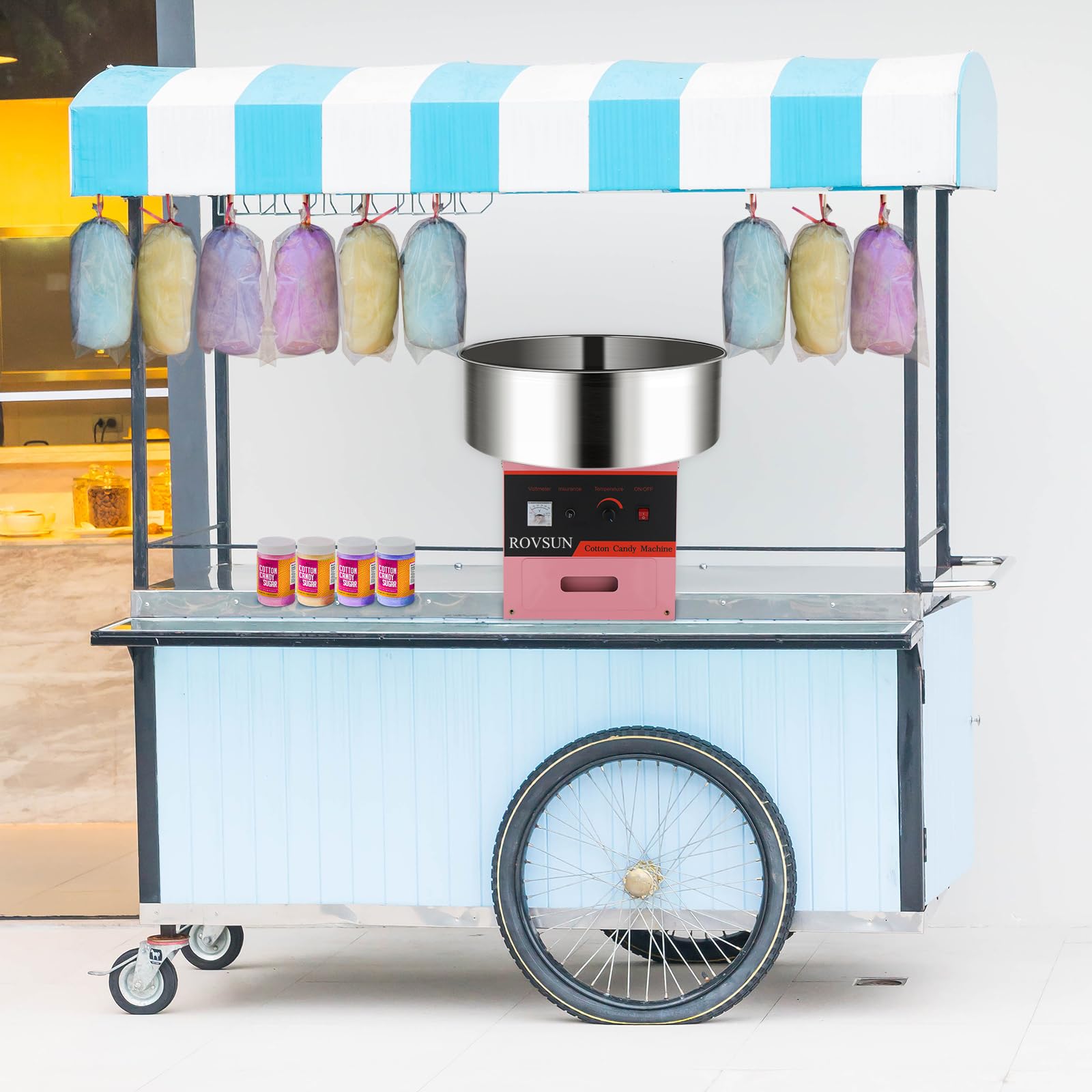 ROVSUN 21" 980W 110V Cotton Candy Machine with Bowl Pink