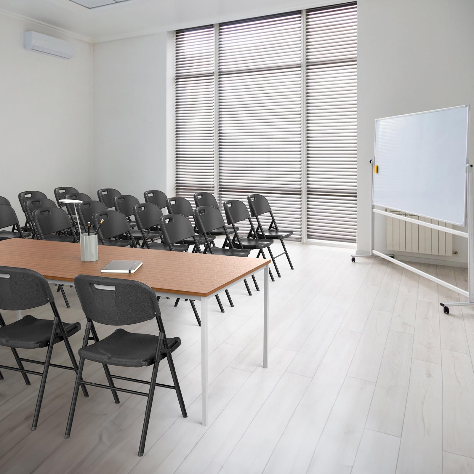 Portable HDPE Plastic Folding Chair with Steel Frame Black