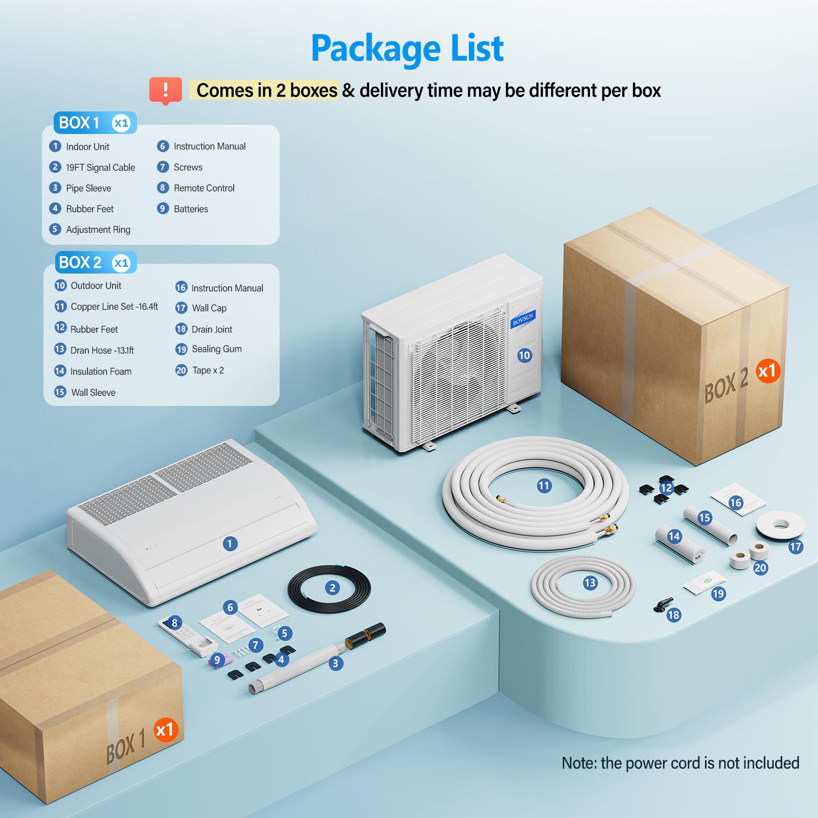 ROVSUN 22,200 BTU 23 SEER2 230V Floor Ceiling Mini Split with Heat Pump & Install Kit