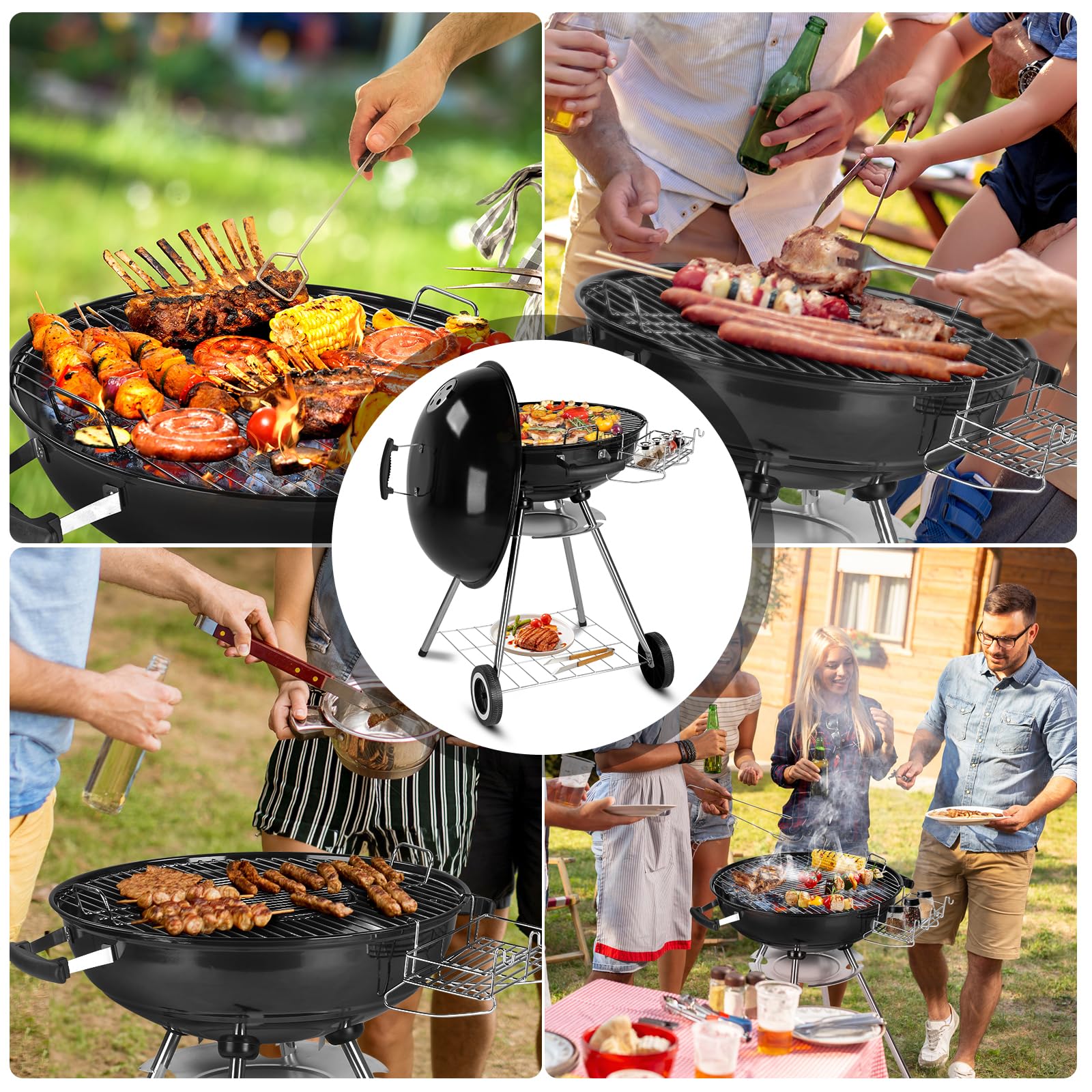 ROVSUN 22" Charcoal Grill with Wheels and Storage Holder