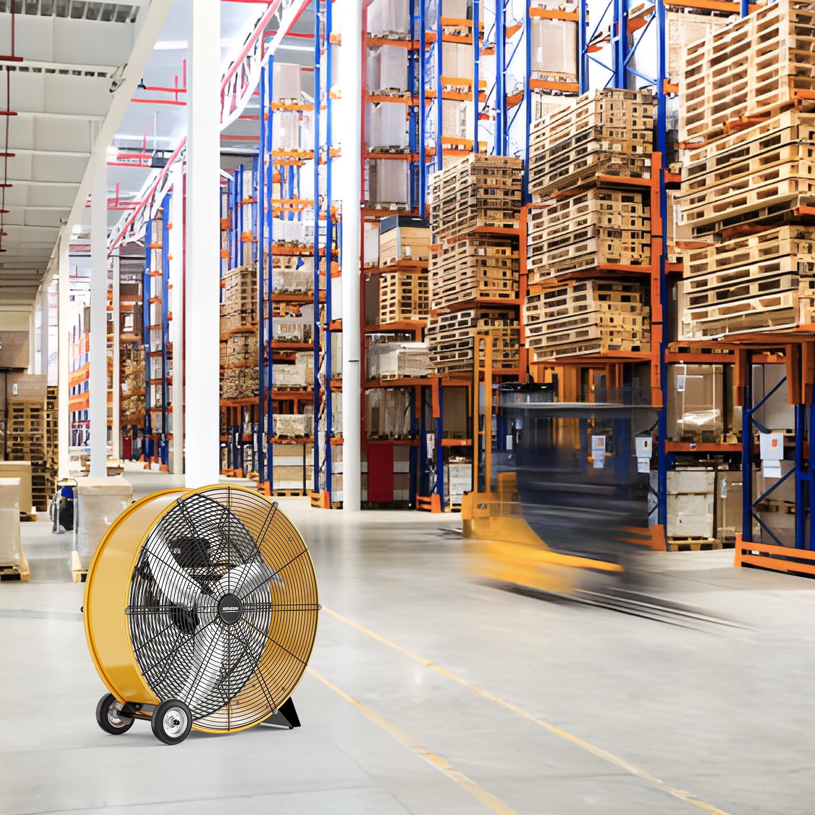 ROVSUN 24" 130W 110V Yellow Drum Fan