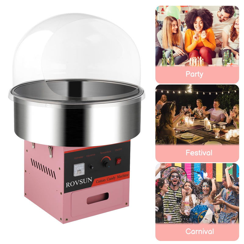 ROVSUN 21 Inch 980W 110V Cotton Candy Machine with Cover Pink