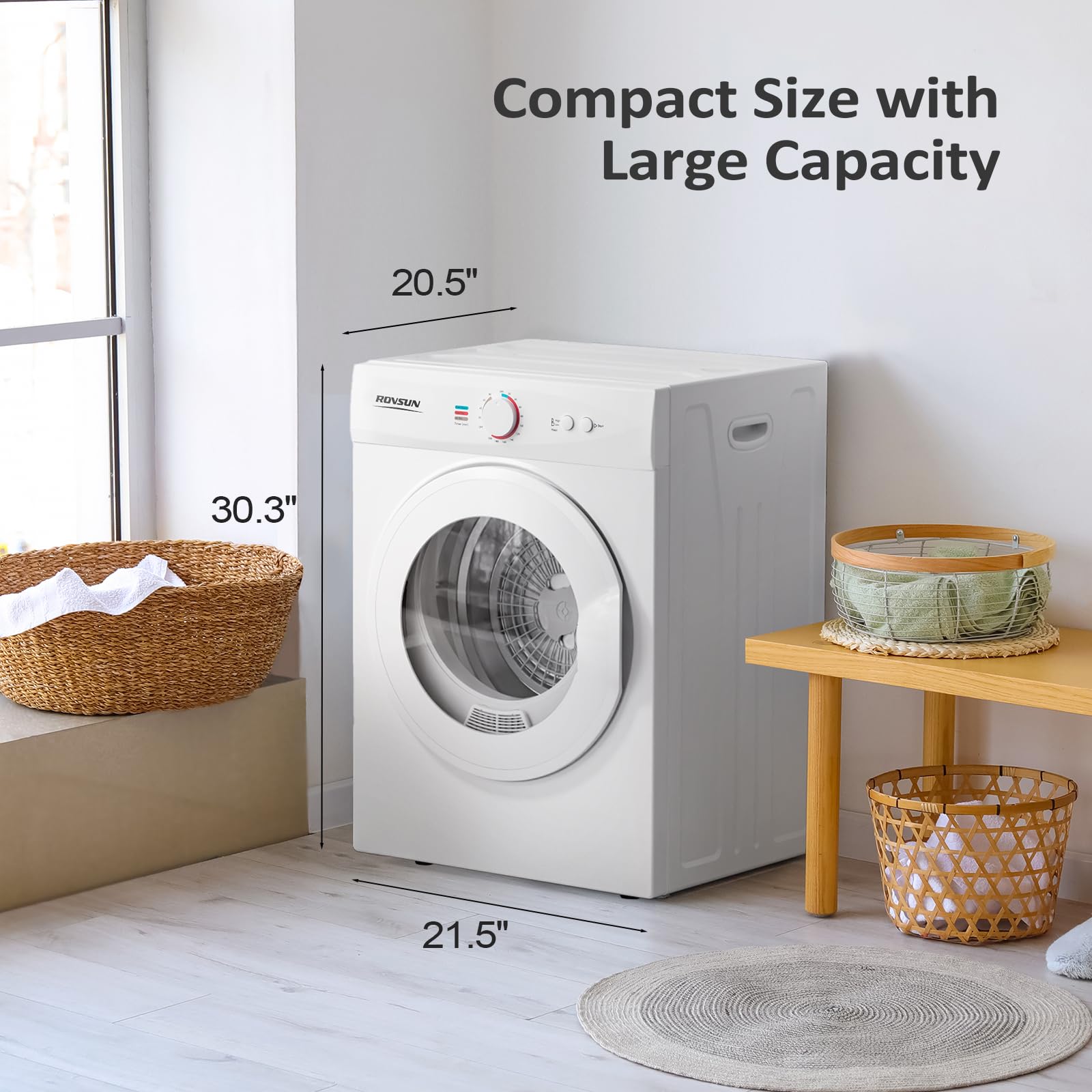 ROVSUN 1.8 Cu.Ft. 1,020W 110V Tumble Clothers Dryer with Classic Knob Control