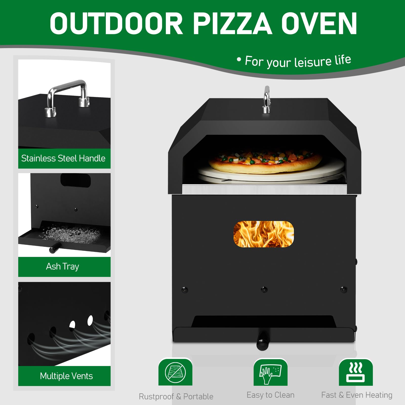 ROVSUN 4-in-1 12" Pizza Oven Included Pizza Stone