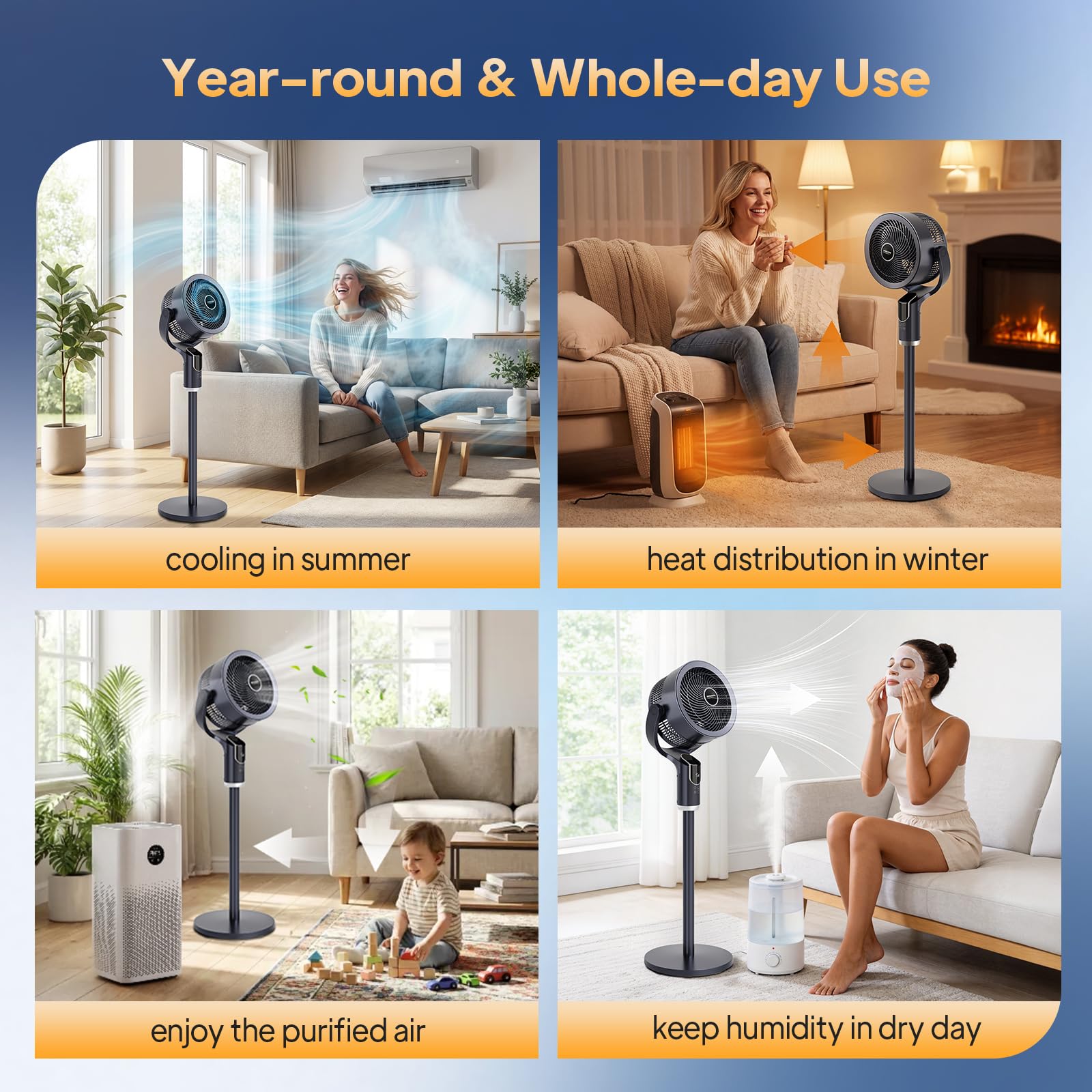 ROVSUN 43" 40W 110V Industrial Pedestal Fan Dark Grey