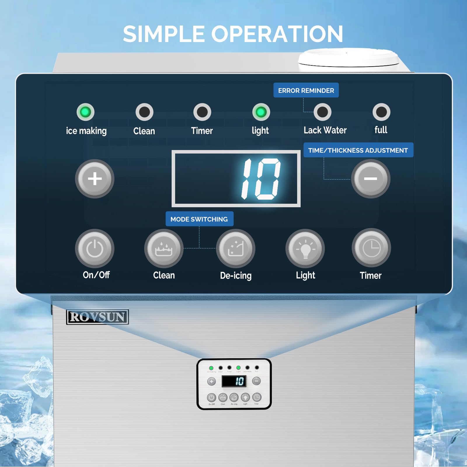 ROVSUN 14" 80 lbs Air Cooled Ice Machine Countertop