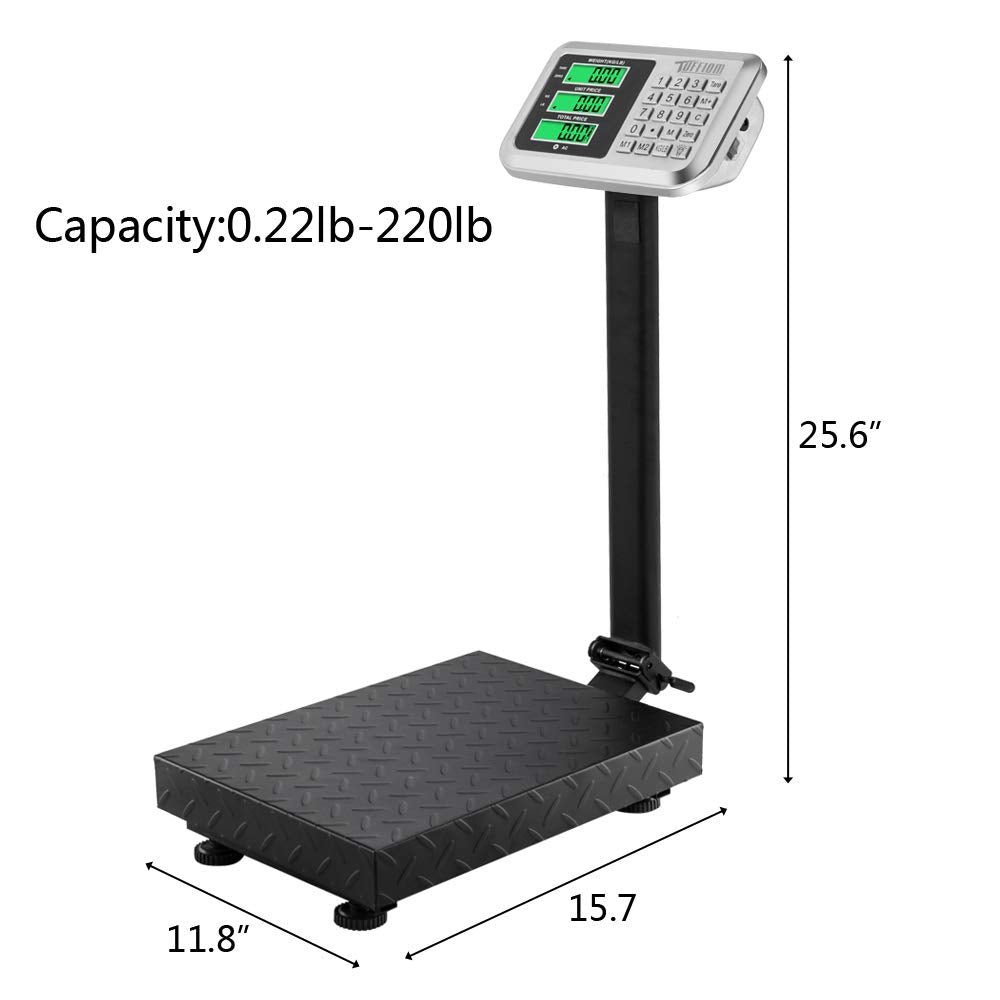 220 LBS Weight Electronic Platform Scale for Retail Super Market Grocery Stores Black