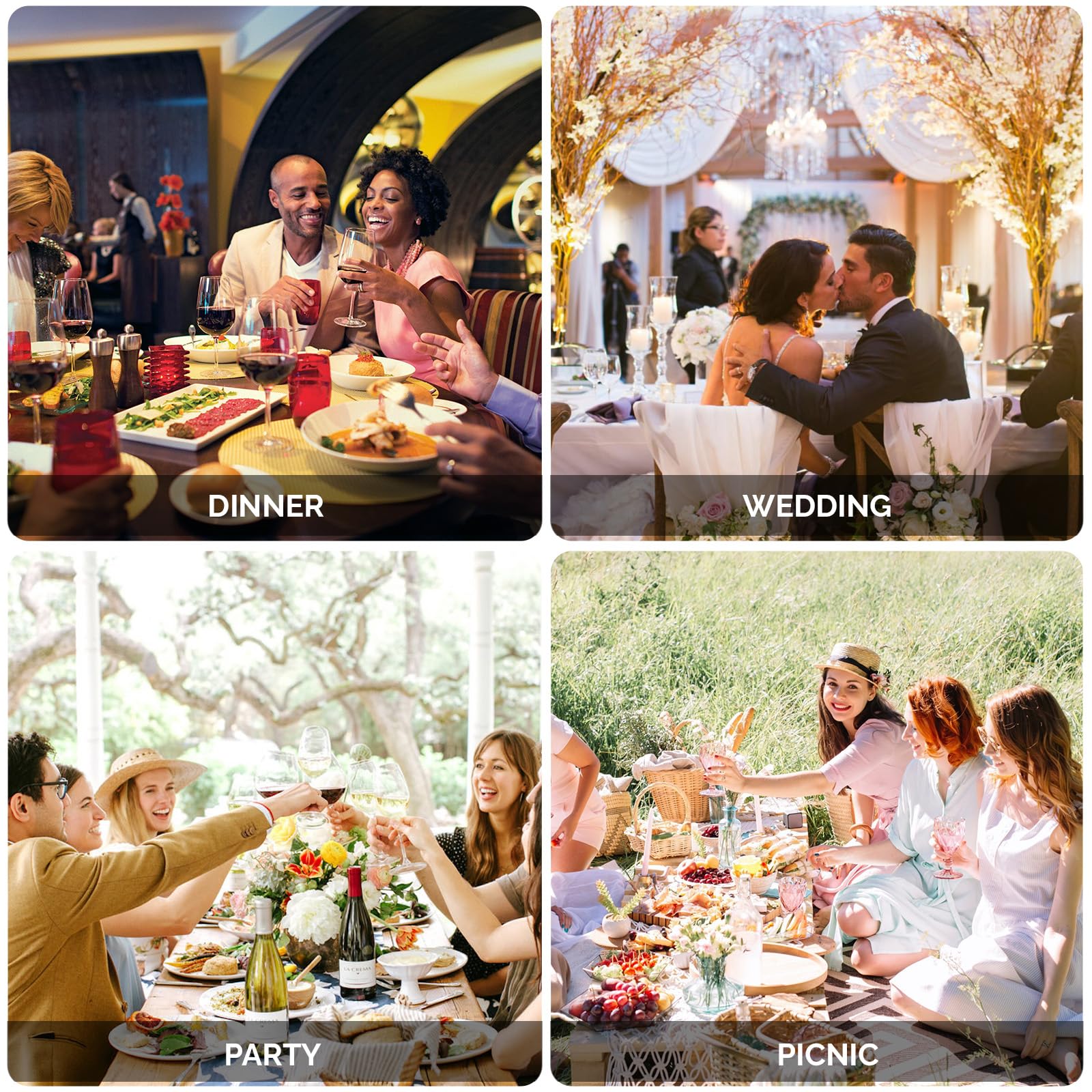 ROVSUN 800 Pieces Gold Disposable Plastic Dinnerware Set for 100 Guests