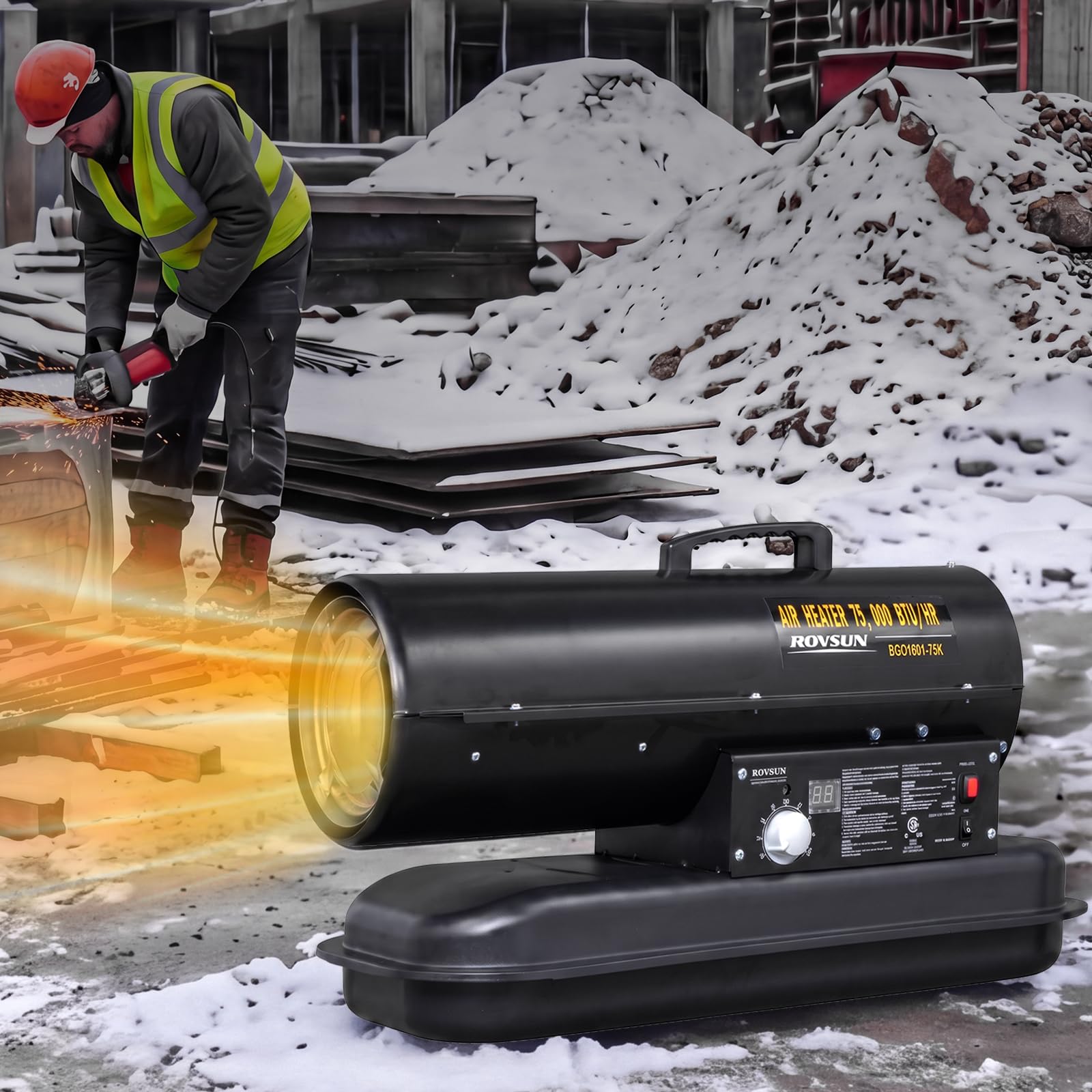 ROVSUN 75000 BTU Kerosene Forced Air Heater Portable Torpedo Diesel Space Heater