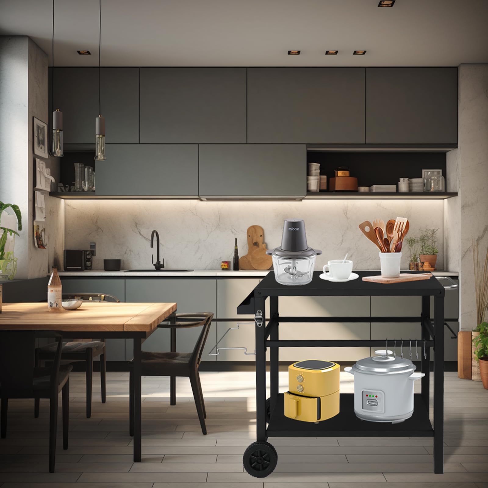 ROVSUN 44" Outdoor Grill Cart with Flattop Black