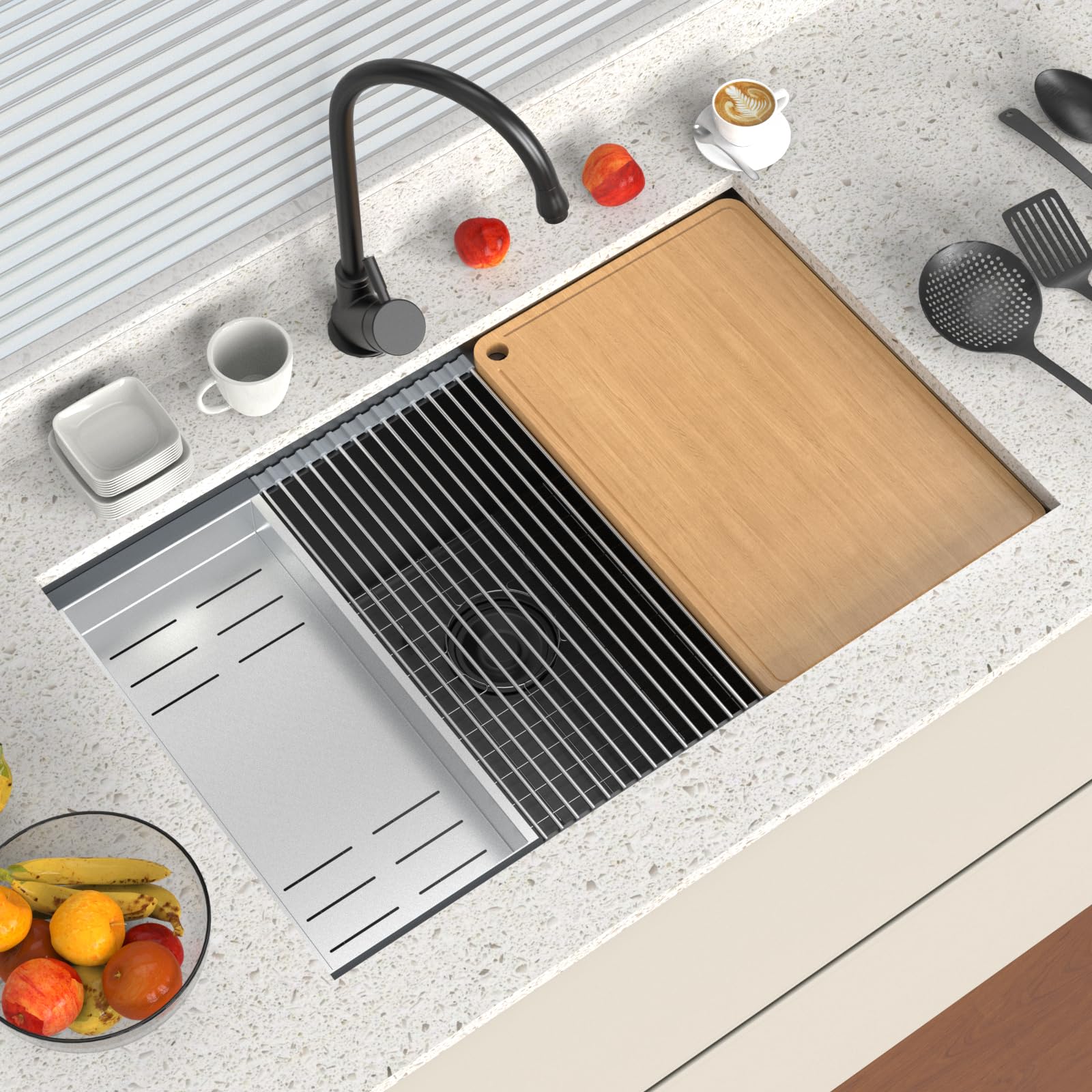 ROVSUN 30" x 19" Undermount Stainless Steel Sink for Kitchen Black