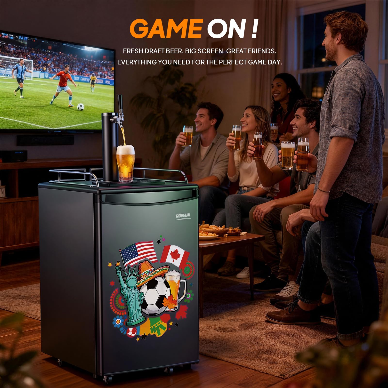 ROVSUN 5.4 Cu.Ft. Single Tap Kegerator Beer Dispenser Black