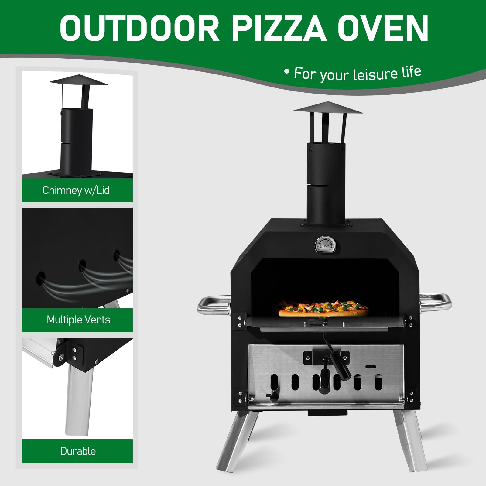 ROVSUN 12" Outdoor Countertop Pizza Oven
