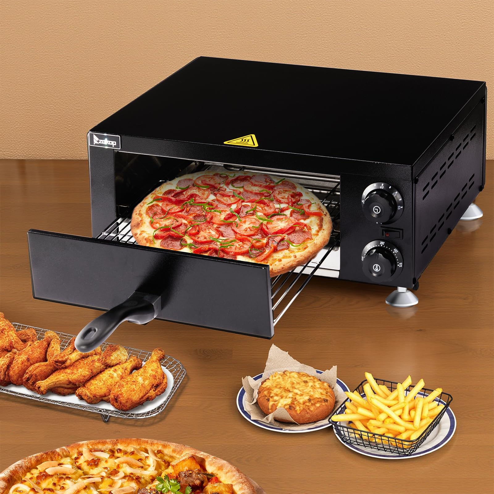 12" 1100W 110V Single Deck Pizza Oven Countertop Black