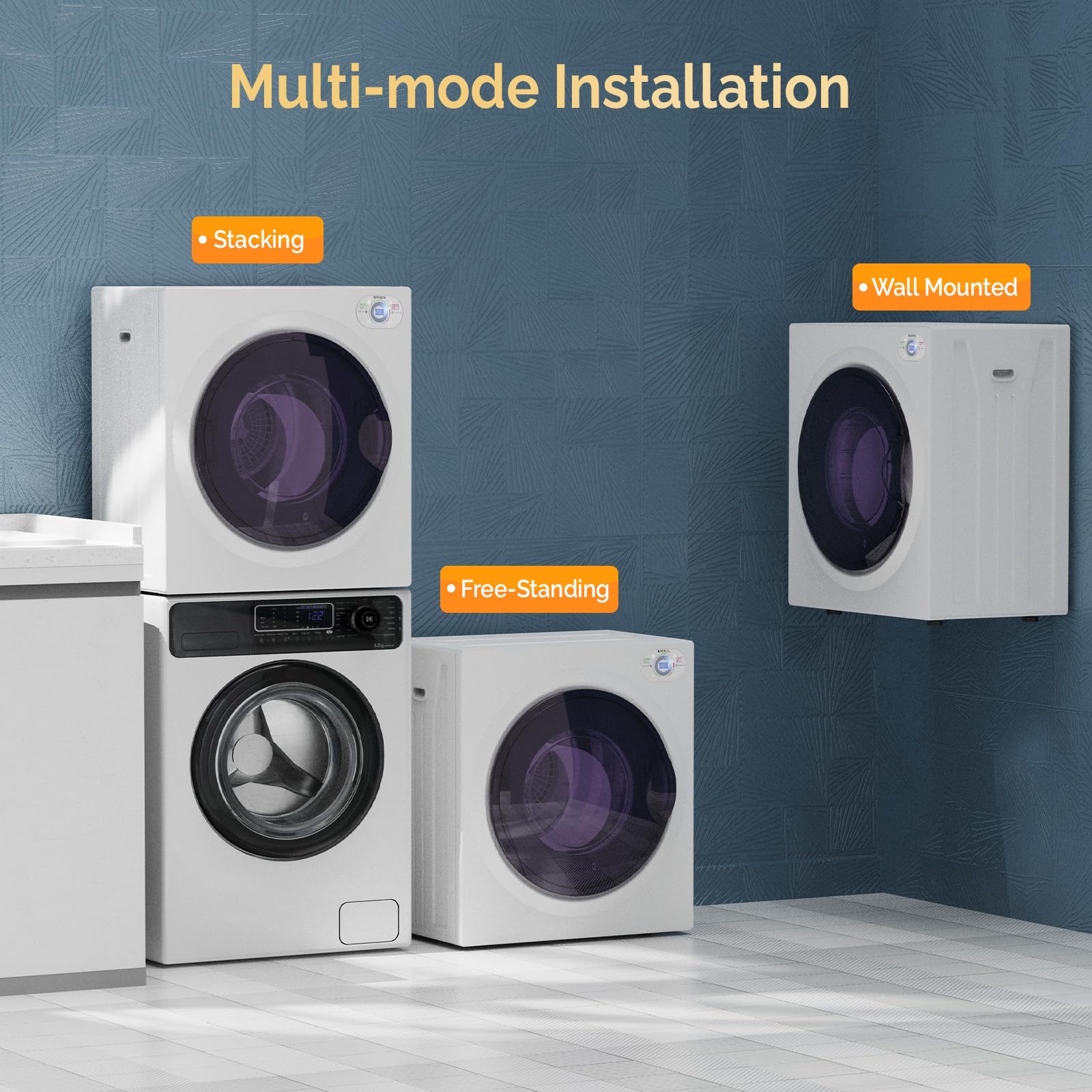 ROVSUN 2.6 Cu.Ft. 1,400W 110V Tumble Clothes Dryer with LCD Control Panel