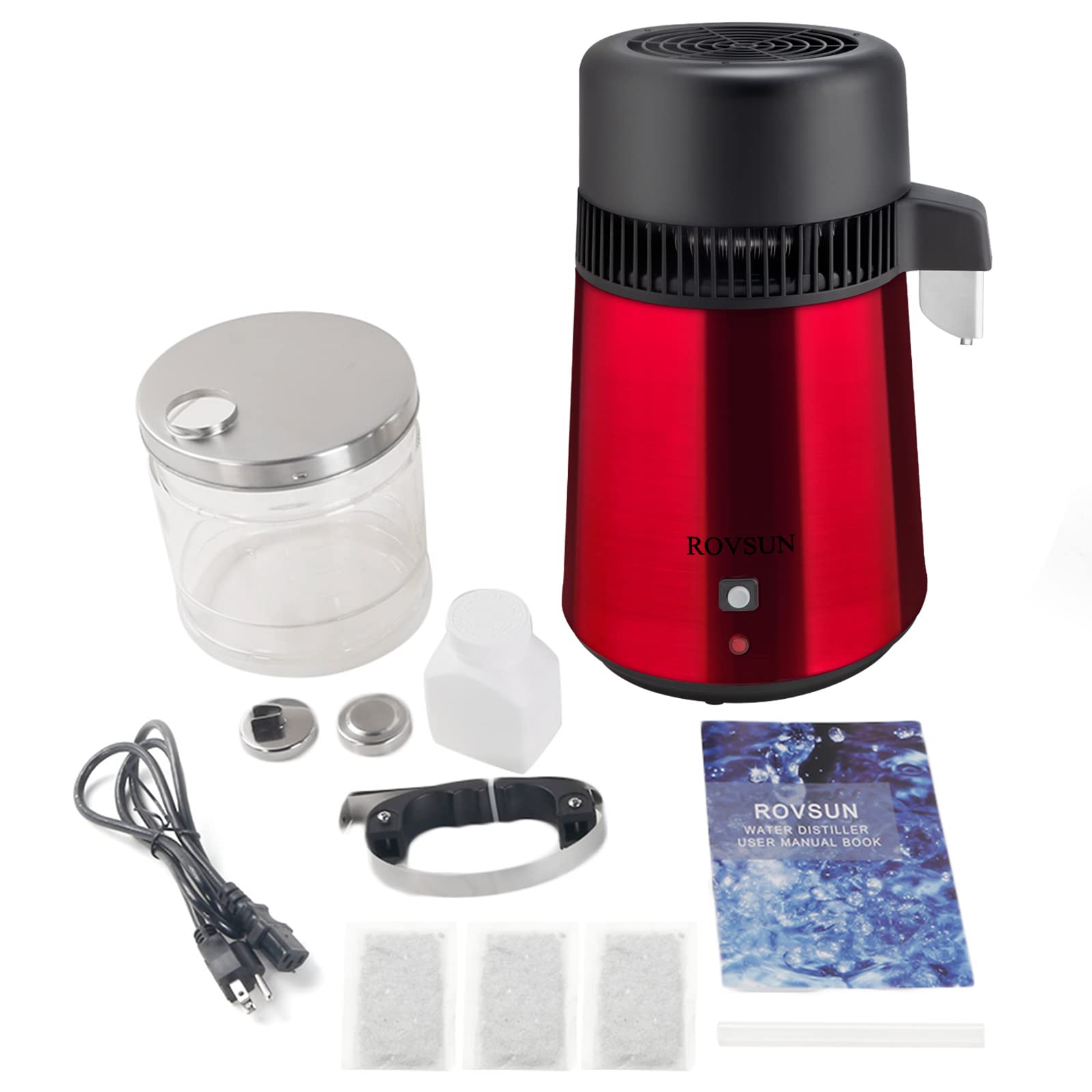 ROVSUN 1.1 Gal 750W 110V Water Distiller Countertop Red