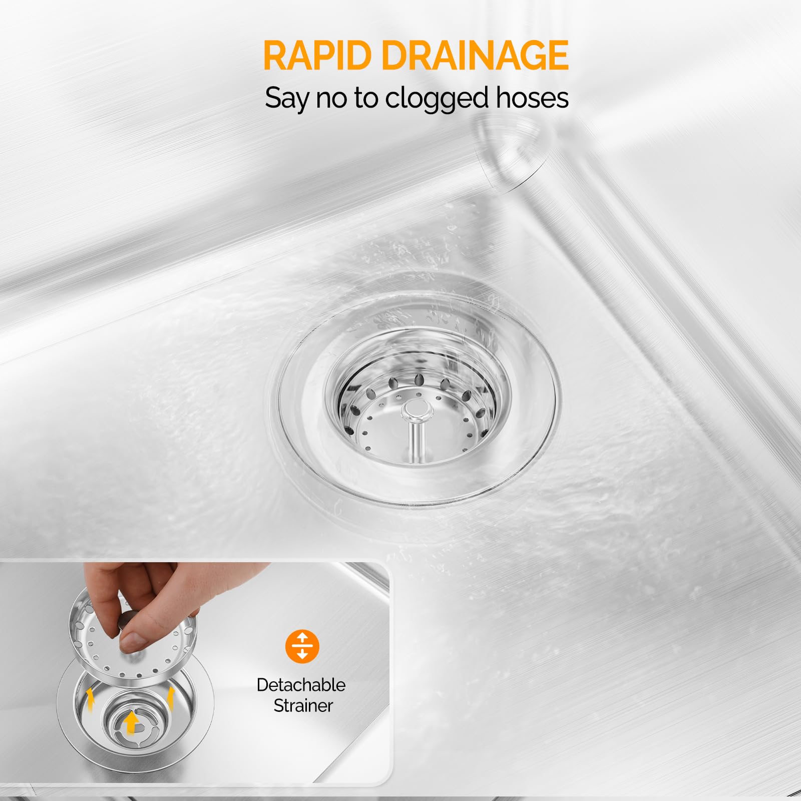 ROVSUN 60" x 18" 3 Bowl Underbar Sink with Faucet & 2 Drainboards