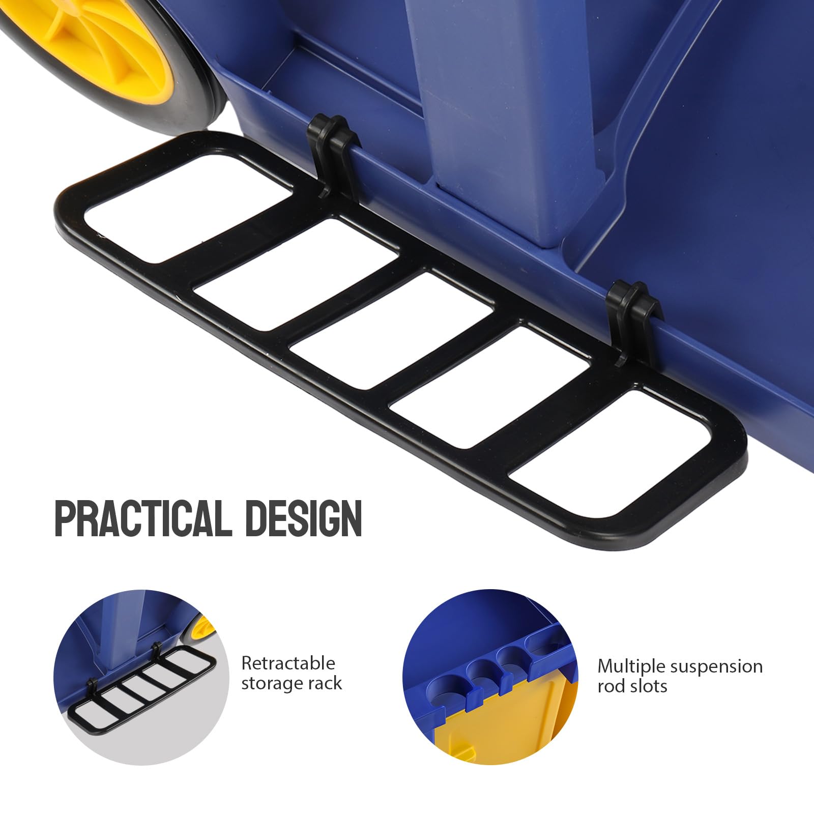 3-Tier 500 LBS Capacity Janitorial Cart with Locker & 15 Gallon Bag Blue