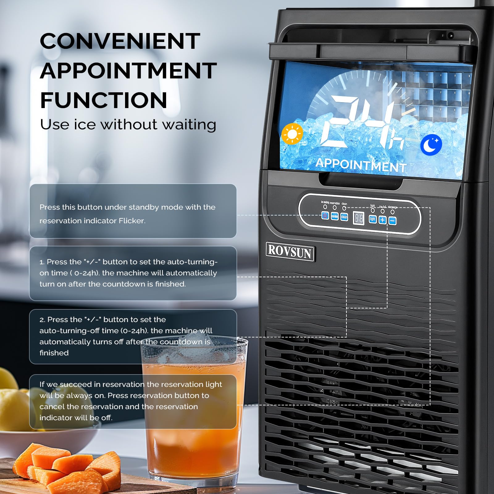 ROVSUN 13" 70 lb. 220W 115V Air Cooled Ice Machine Maker Countertop Black