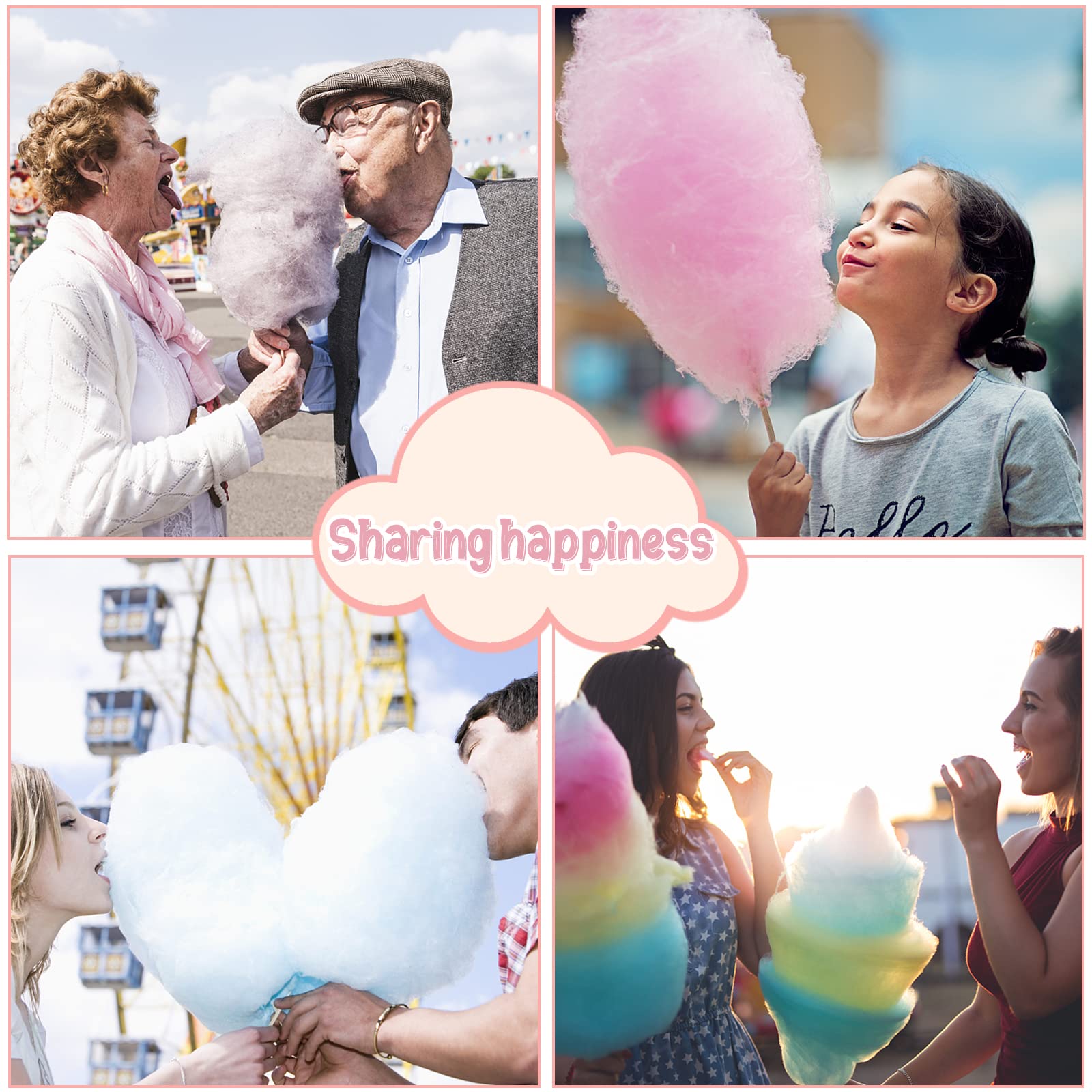 ROVSUN 21" 980W 110V Cotton Candy Machine Cart with Bowl & Cover Pink